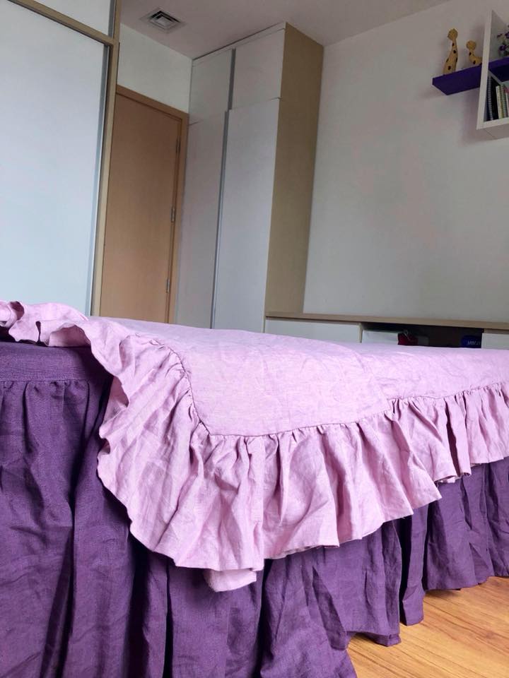 Purple Ruffle Linen — A Romantic Bedroom Done in Two Shades of Purple