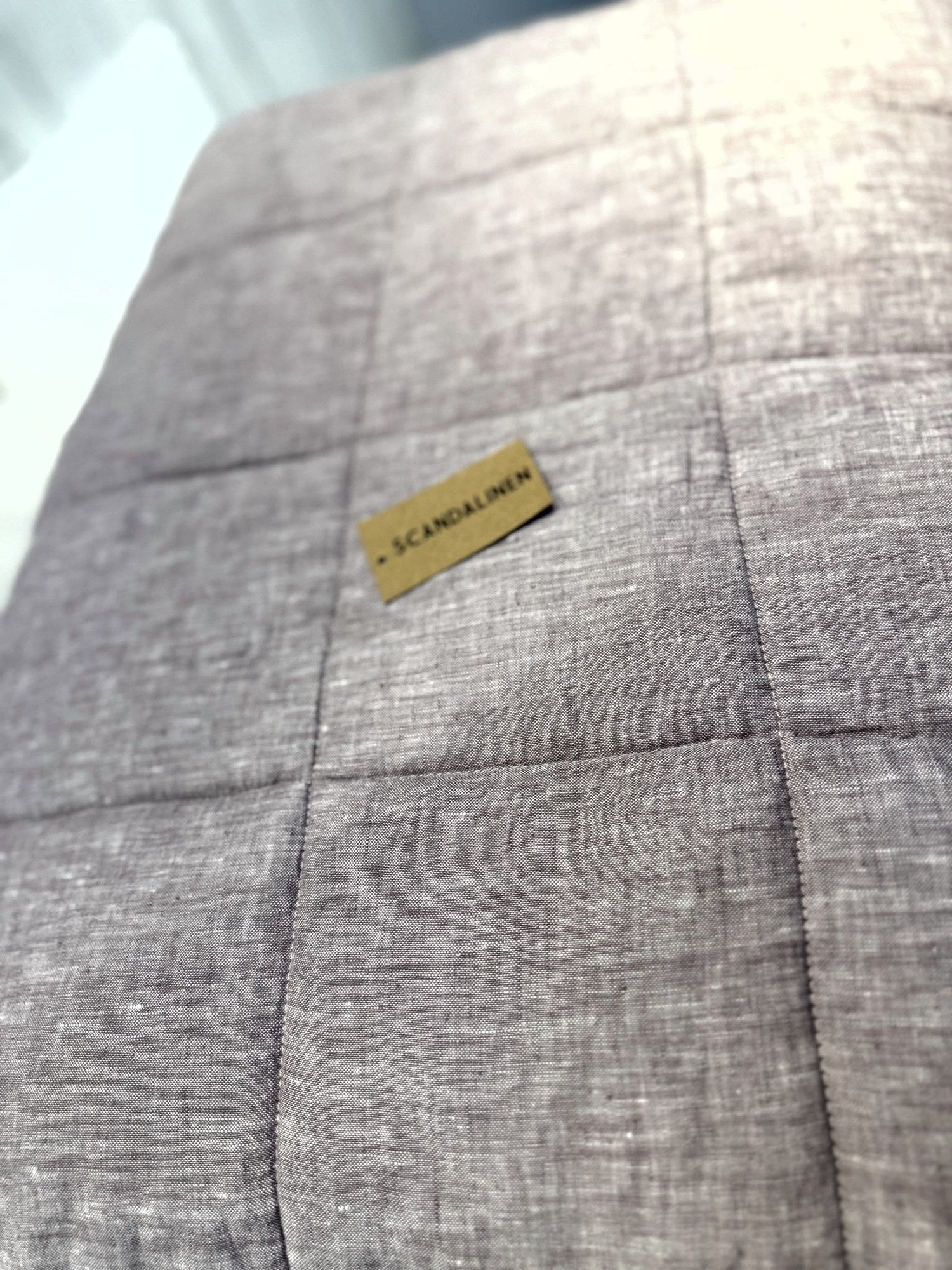 Hand-Quilted French Linen Blanket – Chambray Grey