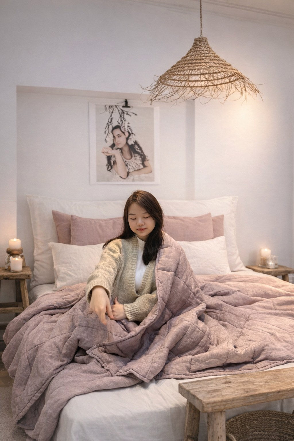 Hand-Quilted French Linen Blanket – Stonewashed Linen Coverlet