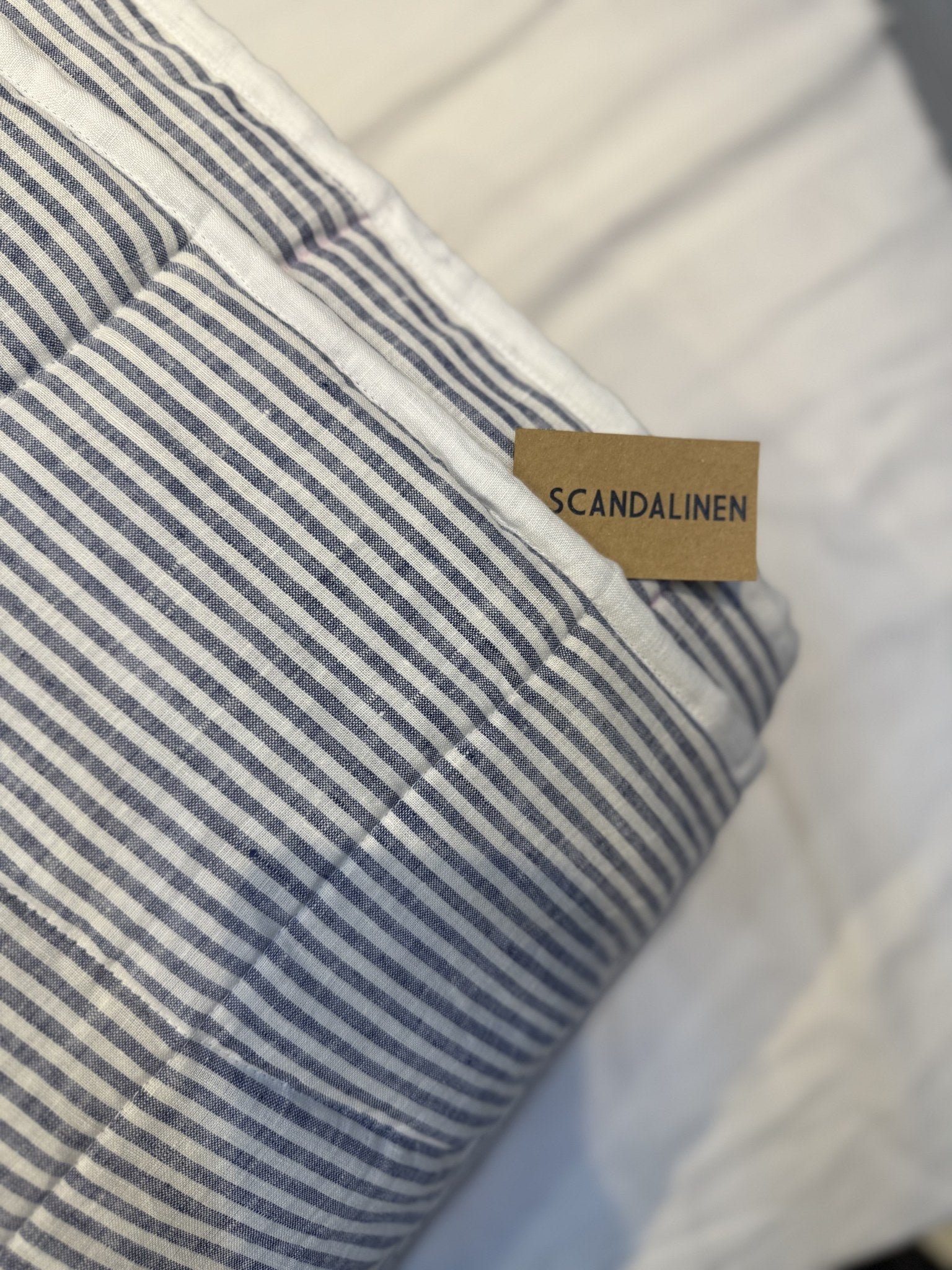 Hand-Quilted French Linen Blanket – Stonewashed Linen Coverlet
