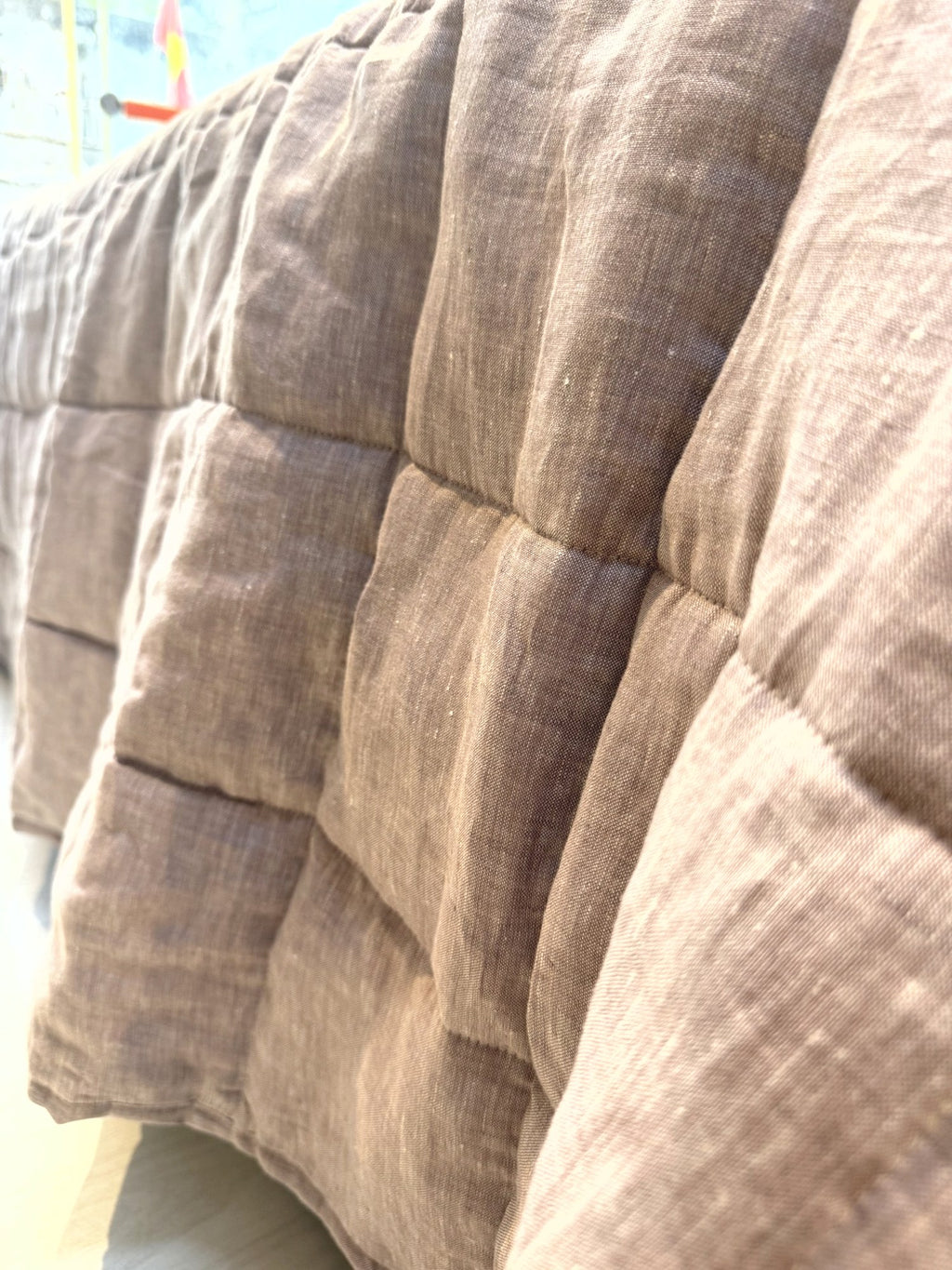 Hand-Quilted French Linen Blanket – Terracotta Clay
