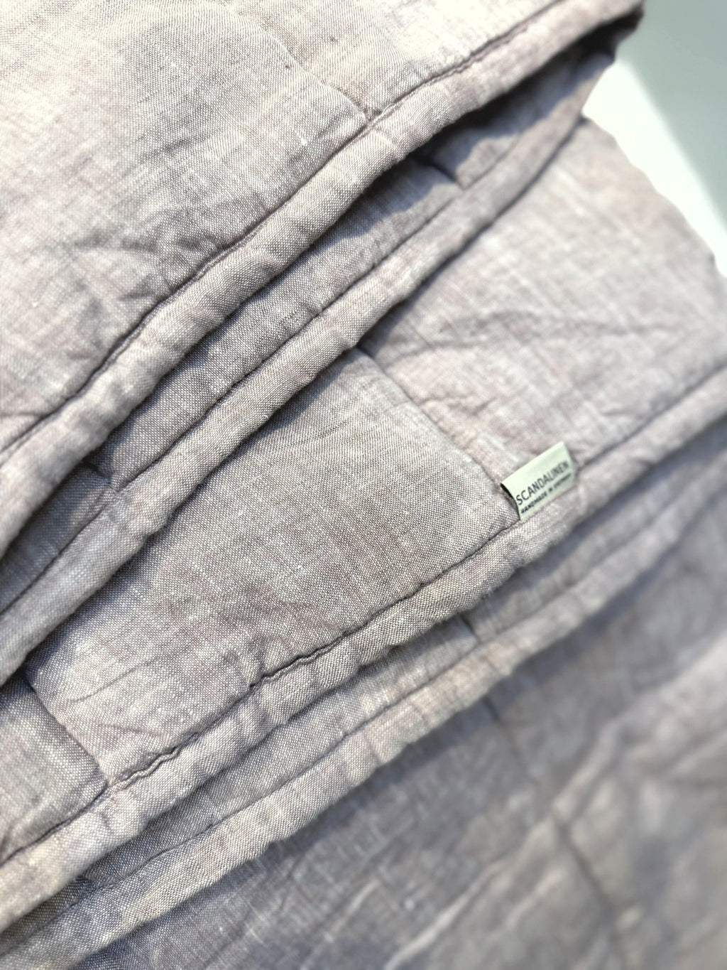 Hand-Quilted French Linen Blanket – Chambray Grey