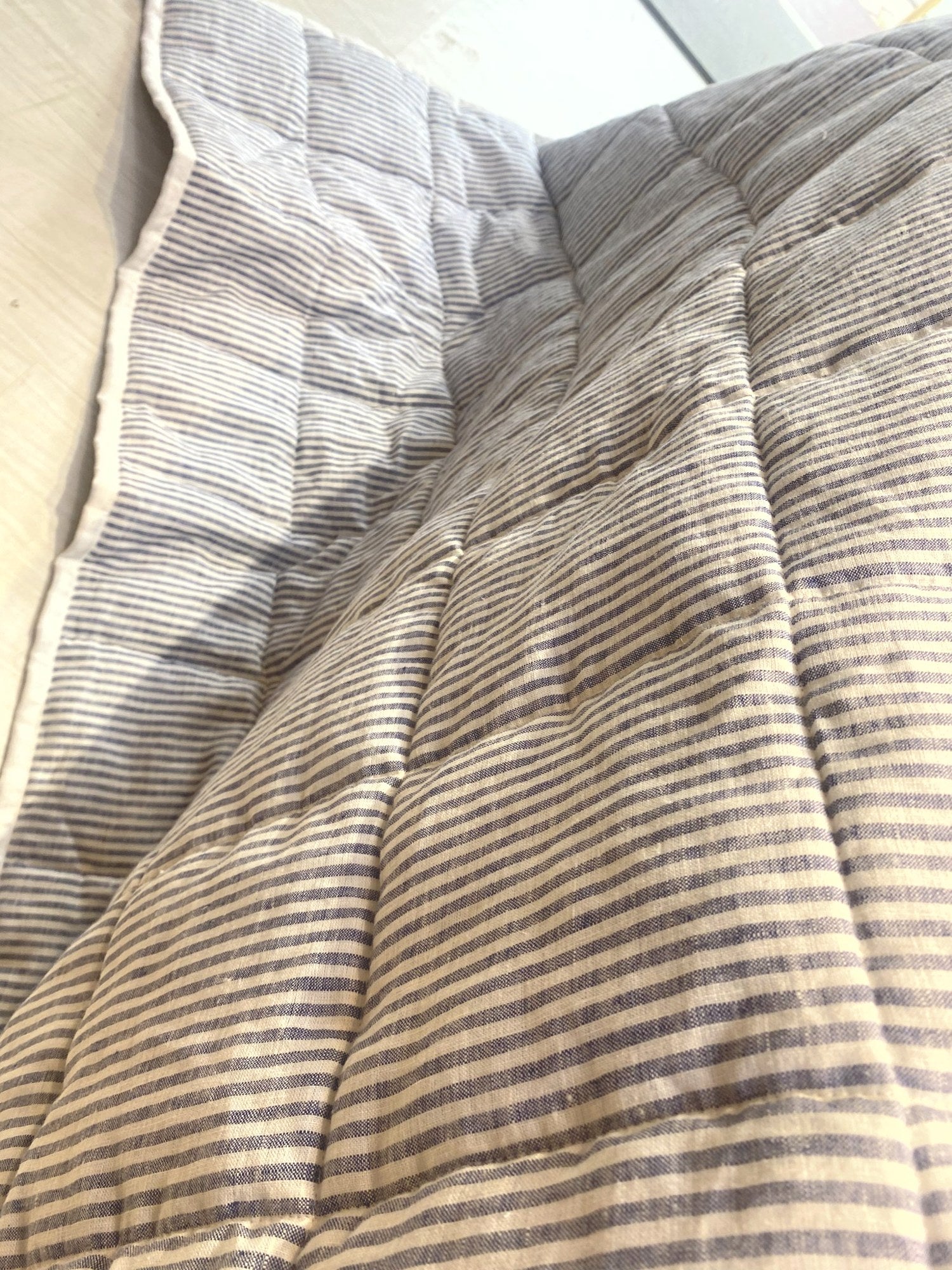 Hand-Quilted French Linen Blanket – Mushroom Taupe