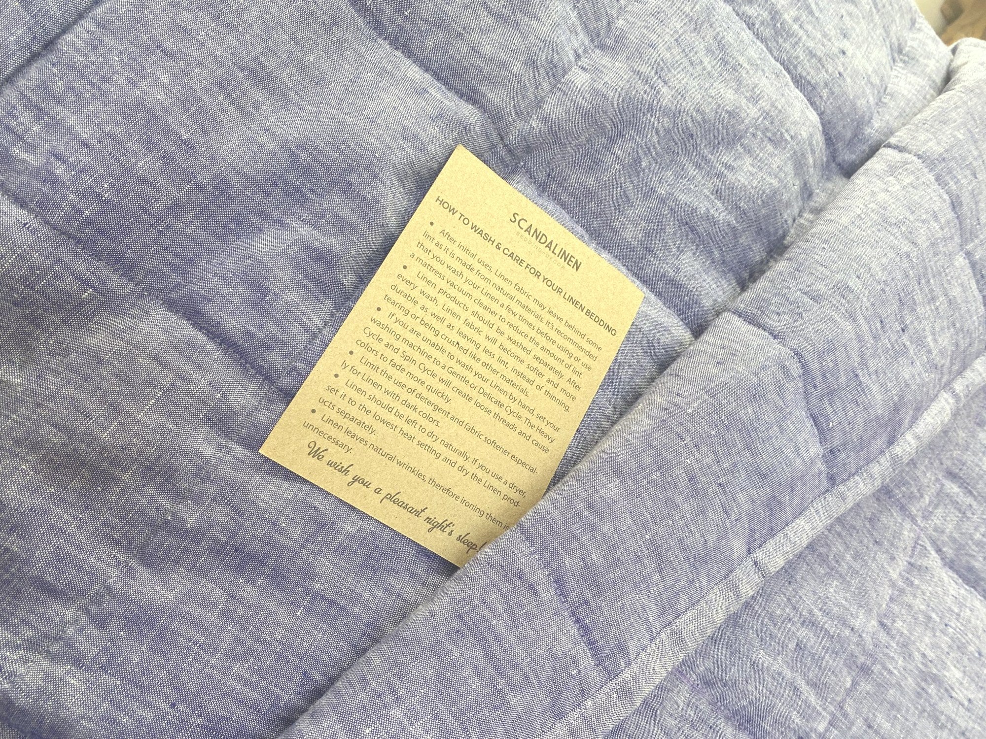 Hand-Quilted French Linen Blanket – Denim Blue