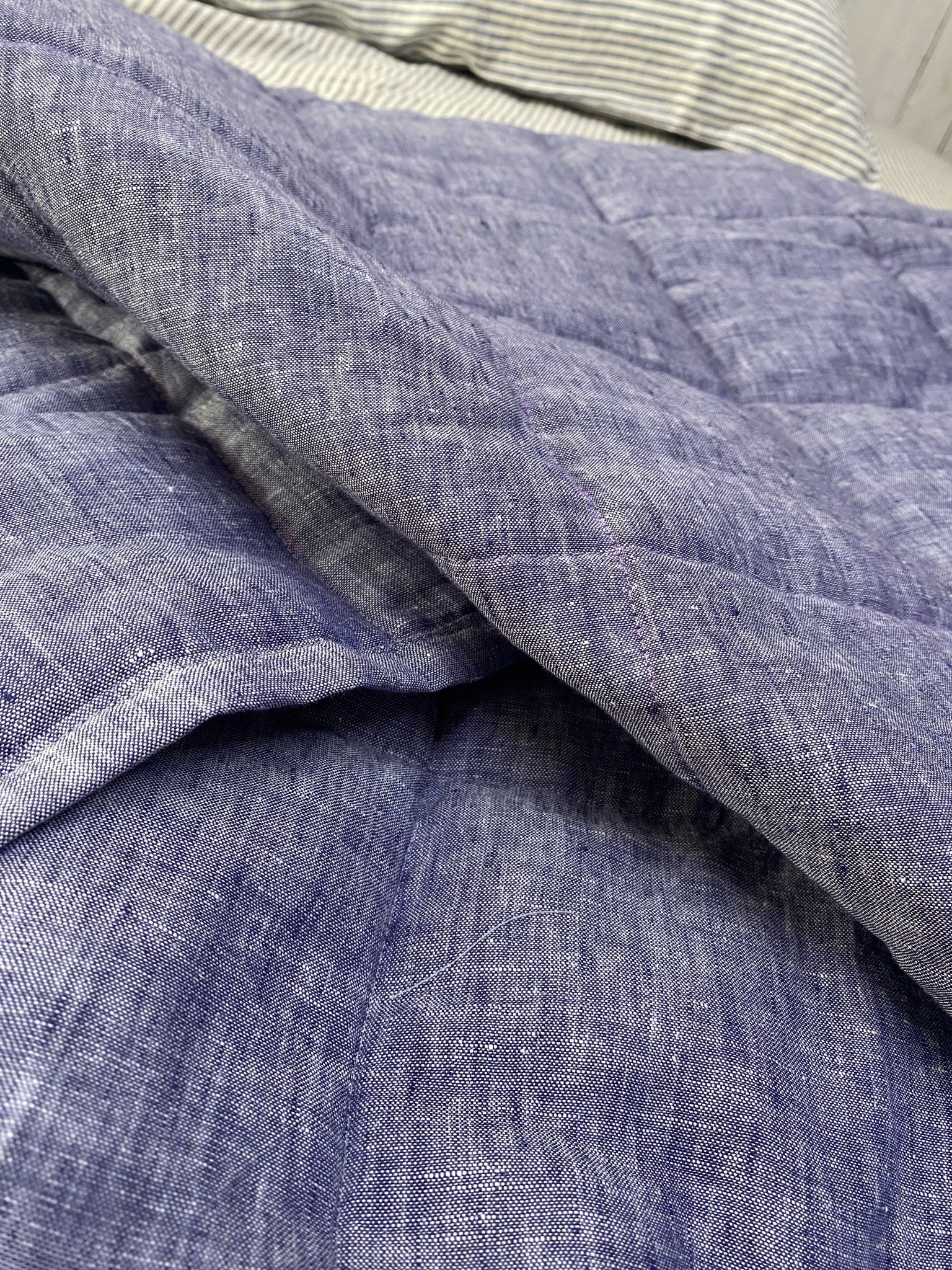 Hand-Quilted French Linen Blanket – Stonewashed Linen Coverlet