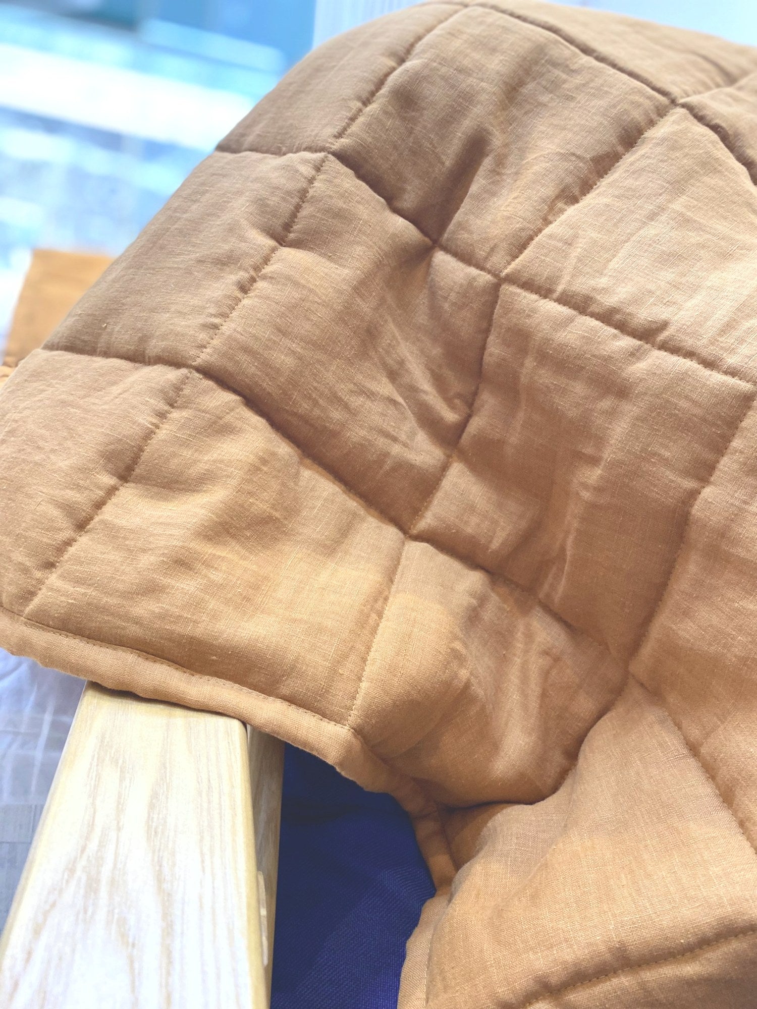 Hand-Quilted French Linen Blanket – Golden Mustard