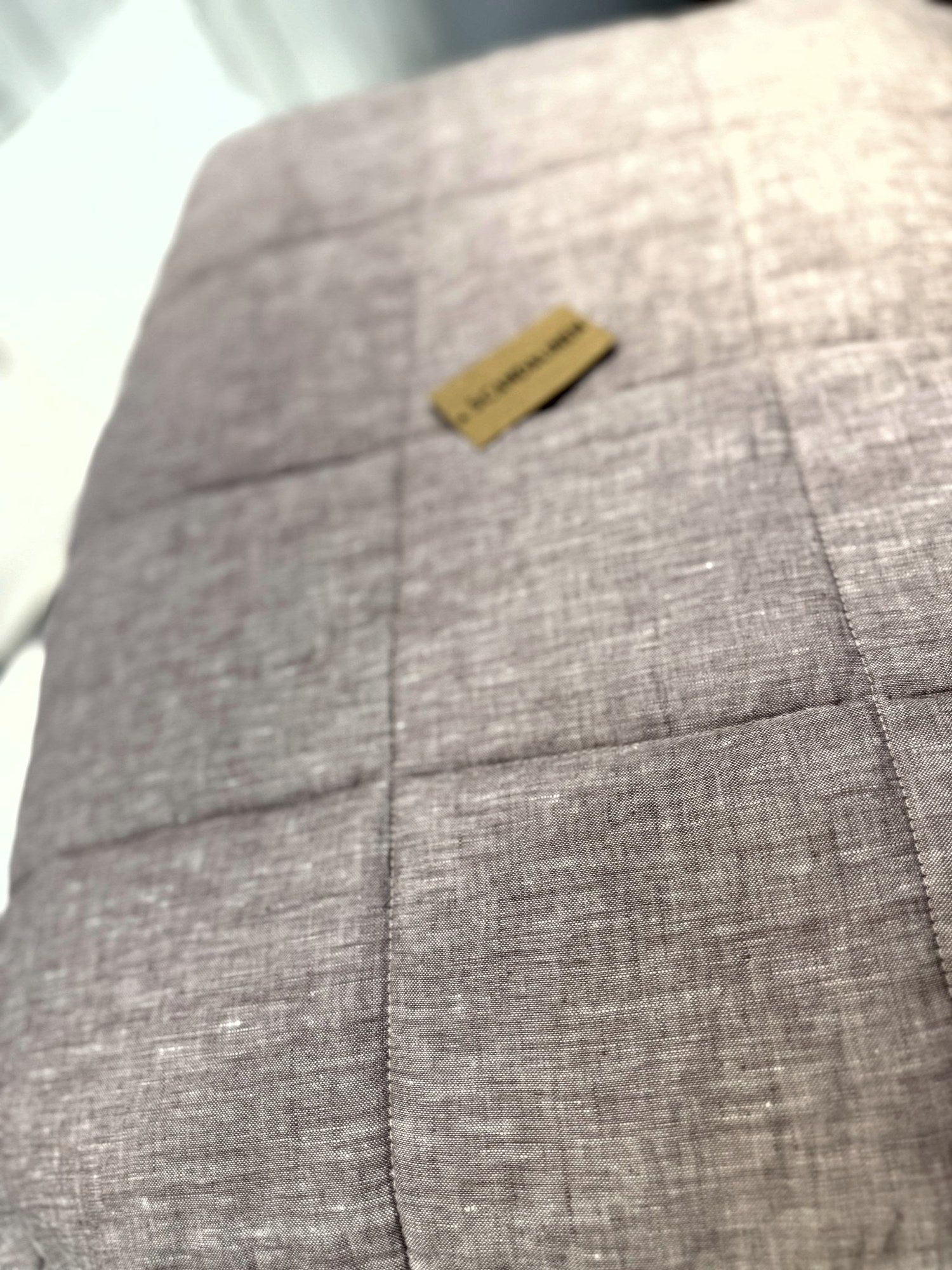 Hand-Quilted French Linen Blanket – Mushroom Taupe