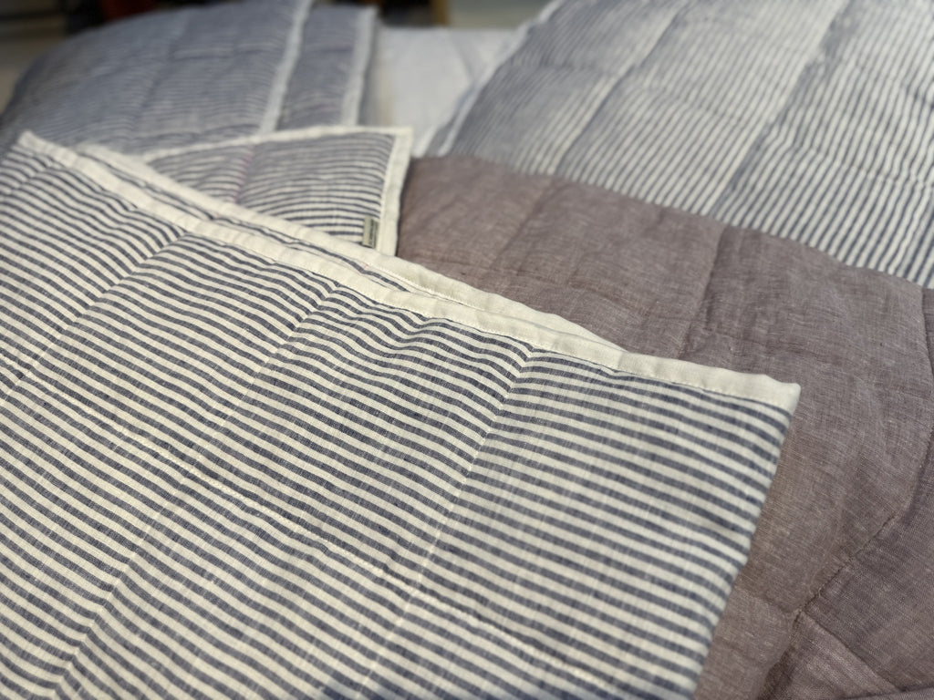 Hand-Quilted French Linen Blanket – Stonewashed Linen Coverlet