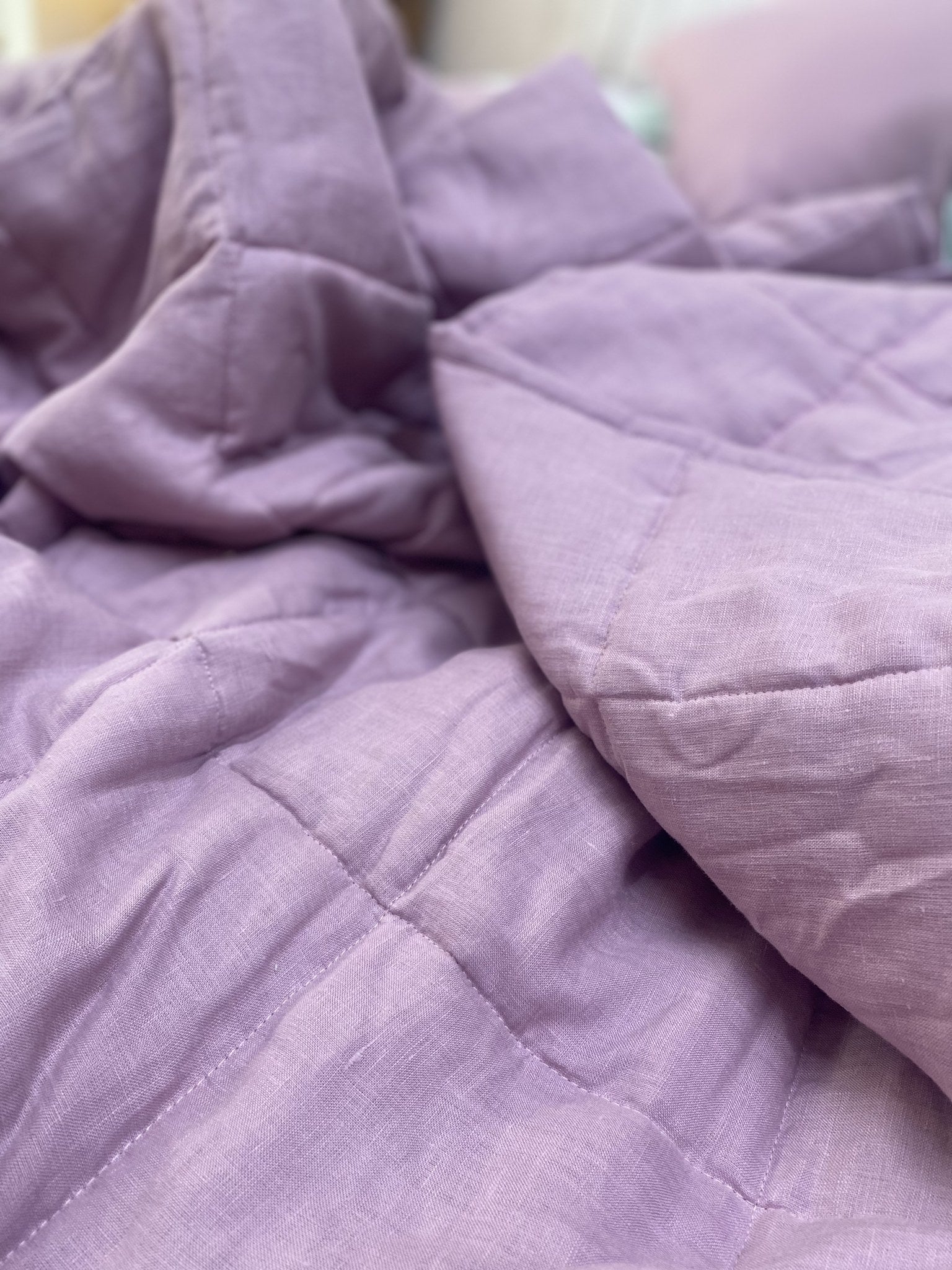 Hand-Quilted French Linen Blanket – Stonewashed Linen Coverlet