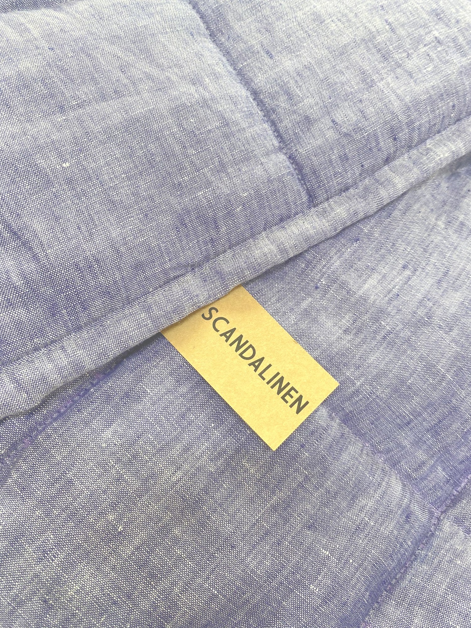 Hand-Quilted French Linen Blanket – Denim Blue