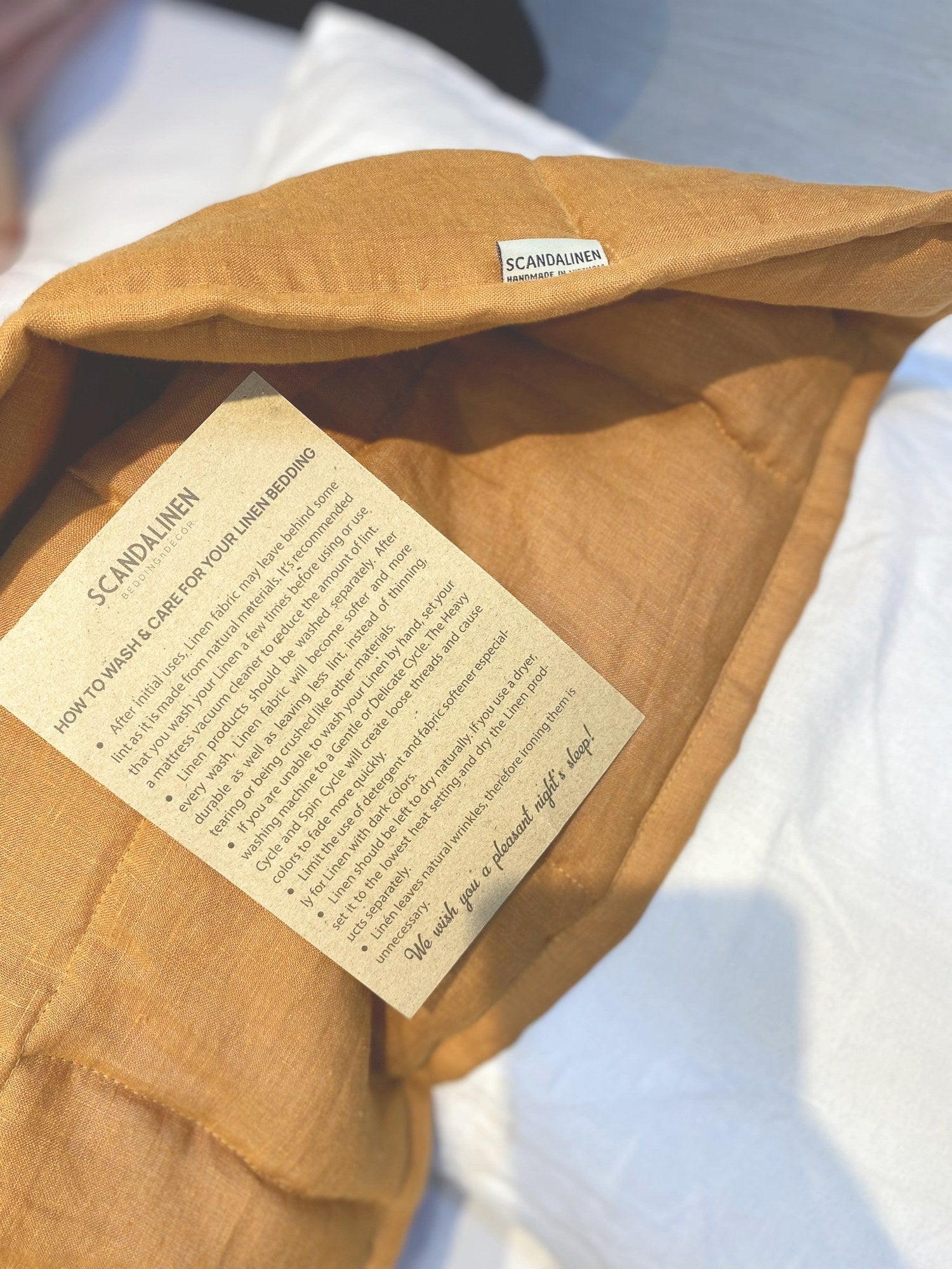 Hand-Quilted French Linen Blanket – Golden Mustard