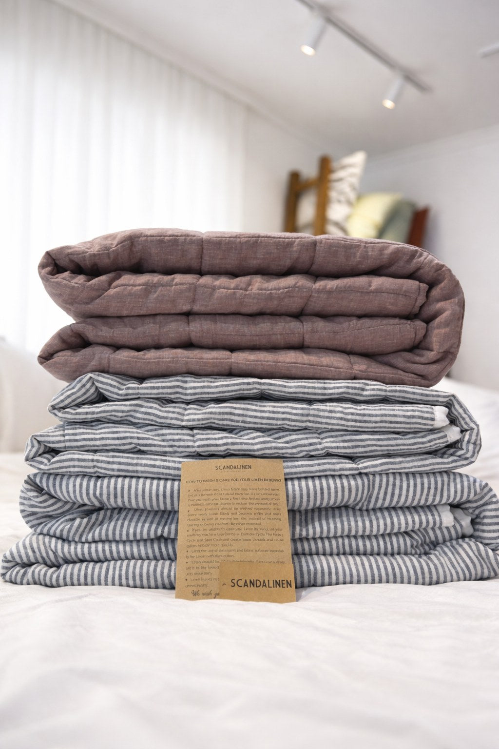 Hand-Quilted French Linen Blanket – Stonewashed Linen Coverlet