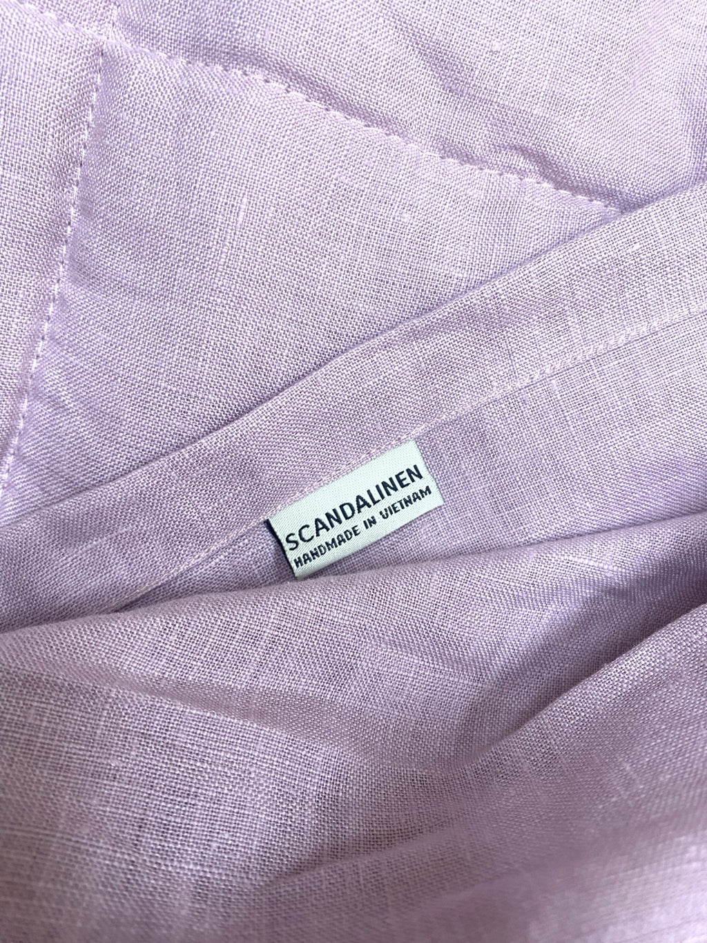 Hand-Quilted French Linen Blanket – Soft Lavender