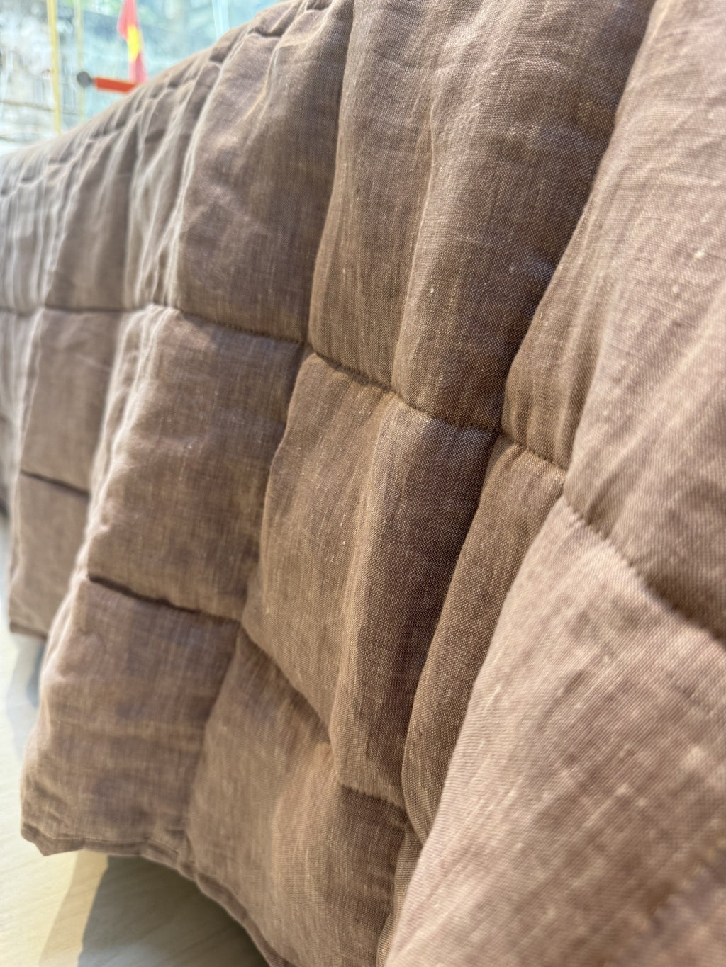 Hand-Quilted French Linen Blanket – Stonewashed Linen Coverlet