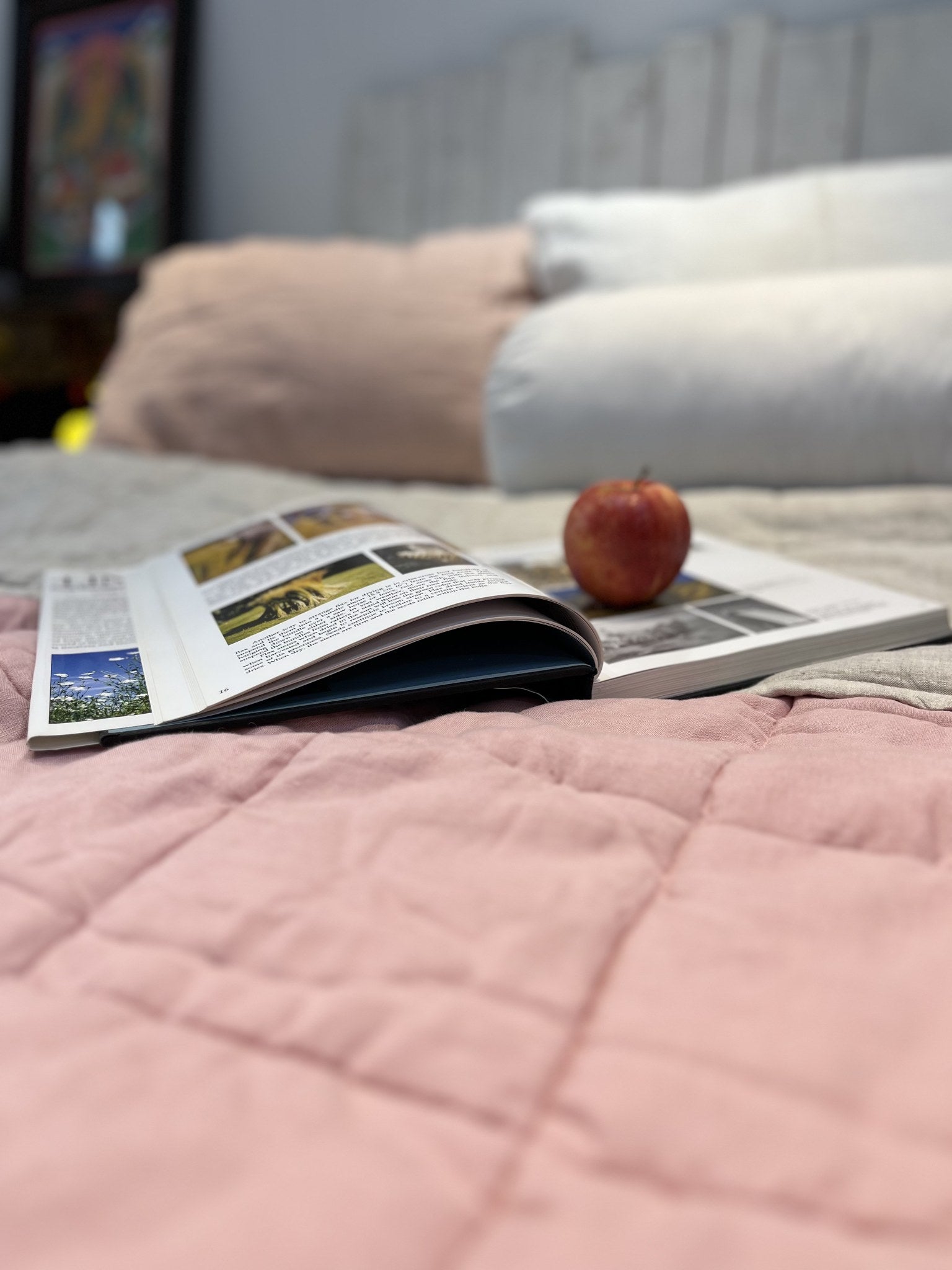 Hand-Quilted French Linen Blanket – Stonewashed Linen Coverlet