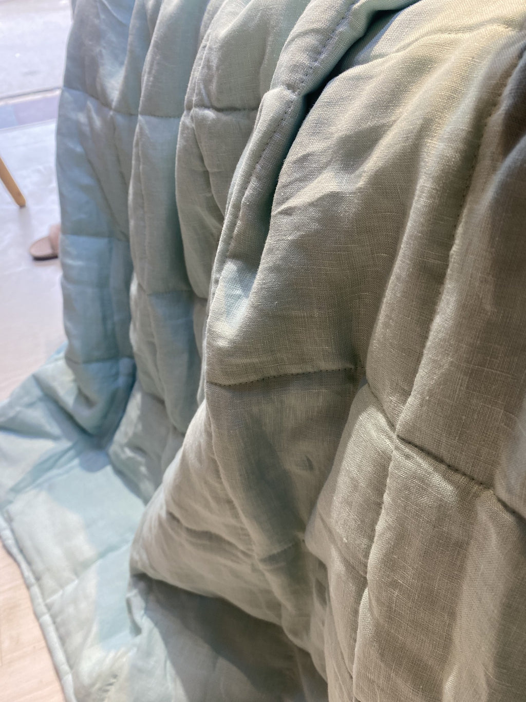 Hand-Quilted French Linen Blanket – Stonewashed Linen Coverlet