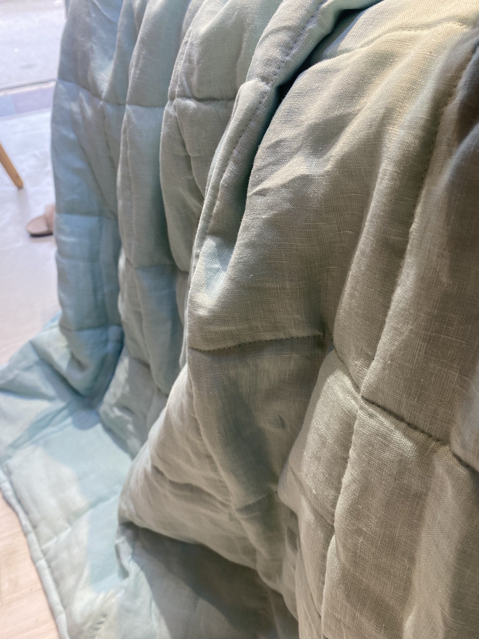 Hand-Quilted French Linen Blanket – Stonewashed Linen Coverlet