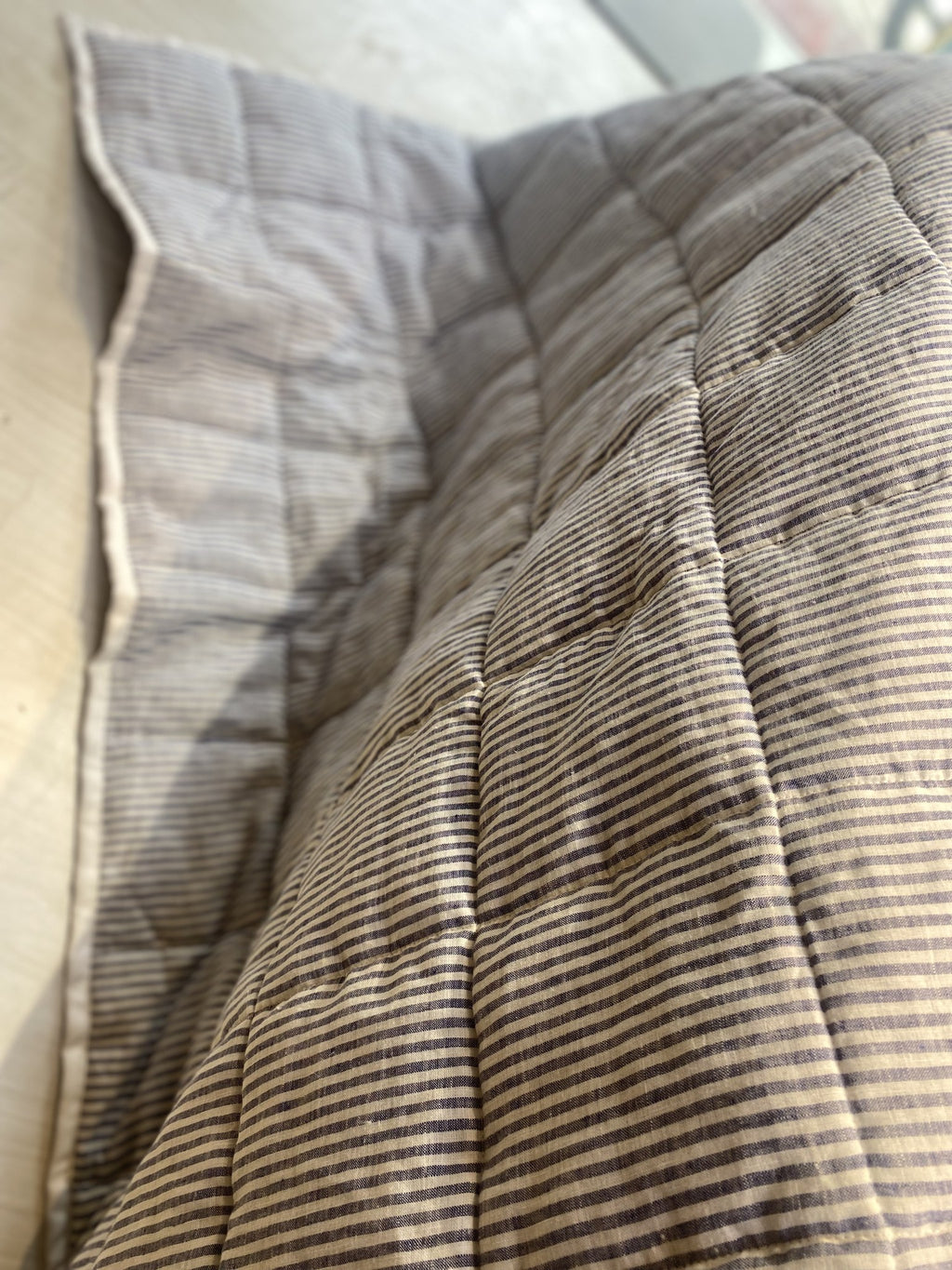 Hand-Quilted French Linen Blanket – Stonewashed Linen Coverlet