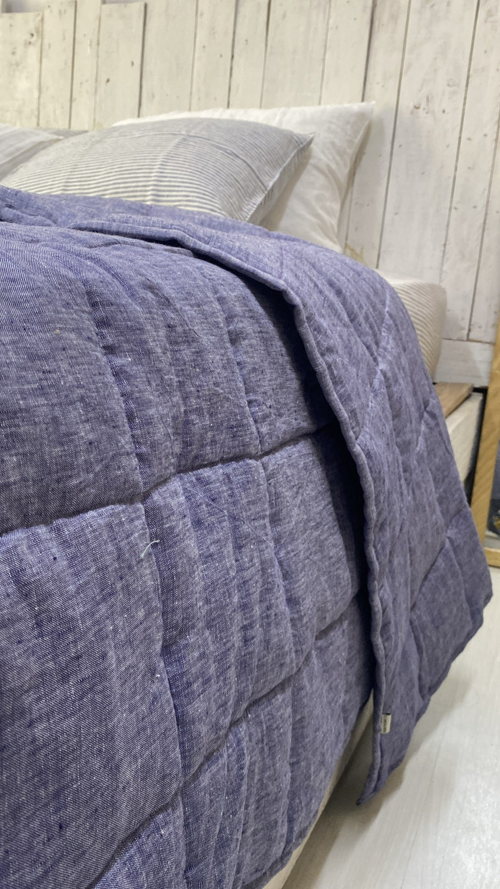 Hand-Quilted French Linen Blanket – Stonewashed Linen Coverlet
