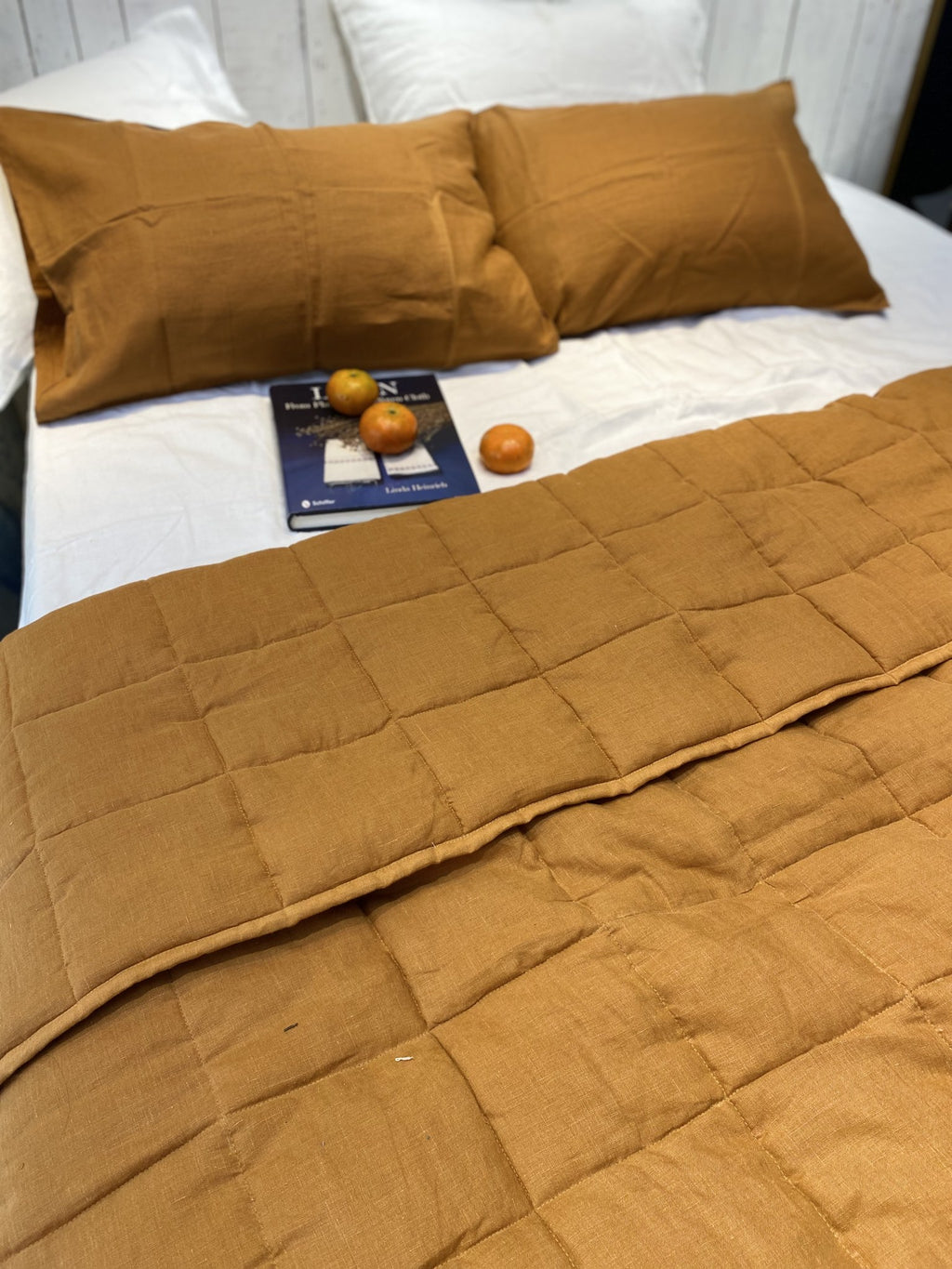 Hand-Quilted French Linen Blanket – Stonewashed Linen Coverlet