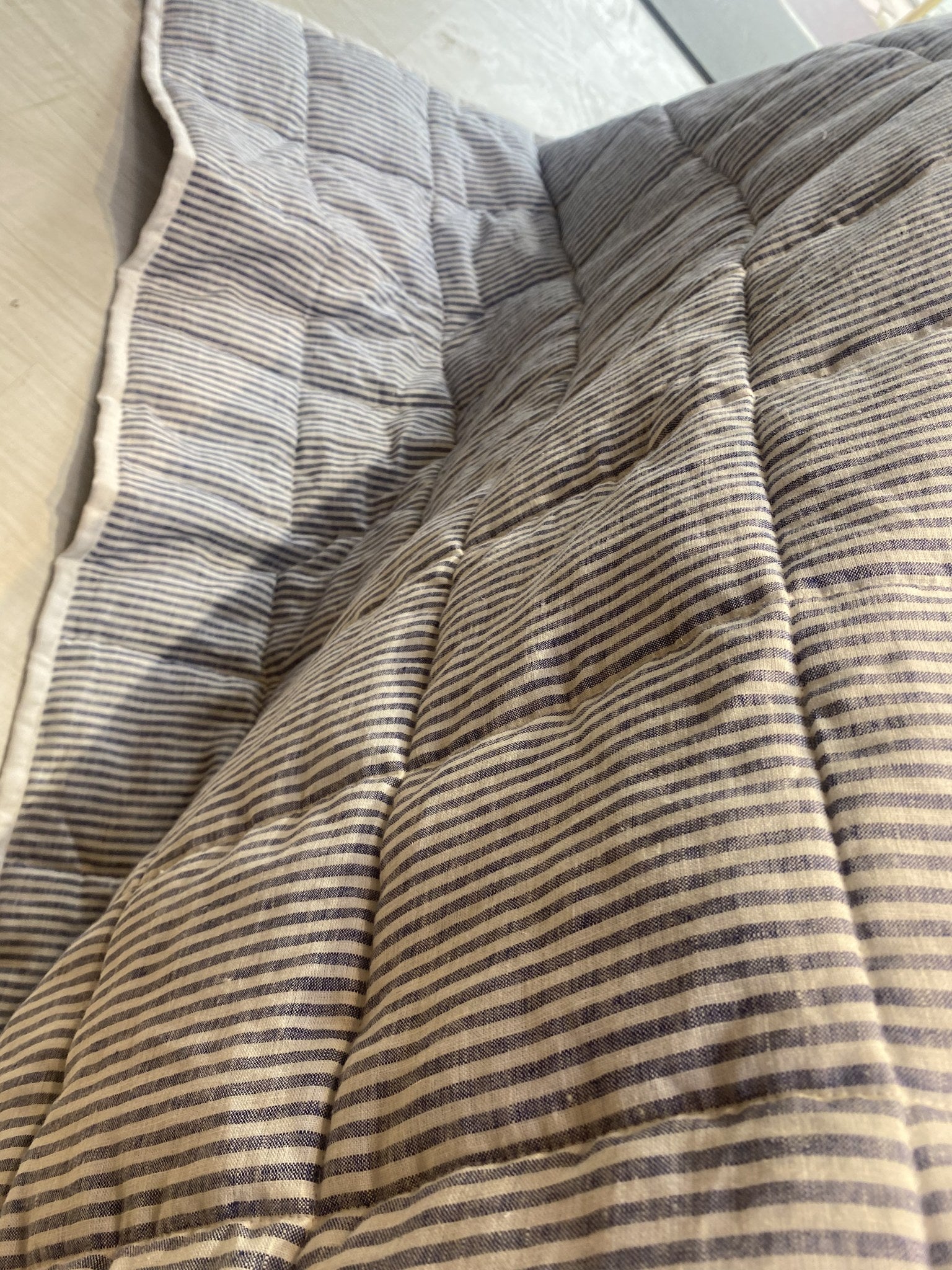 Hand-Quilted French Linen Blanket – Stonewashed Linen Coverlet