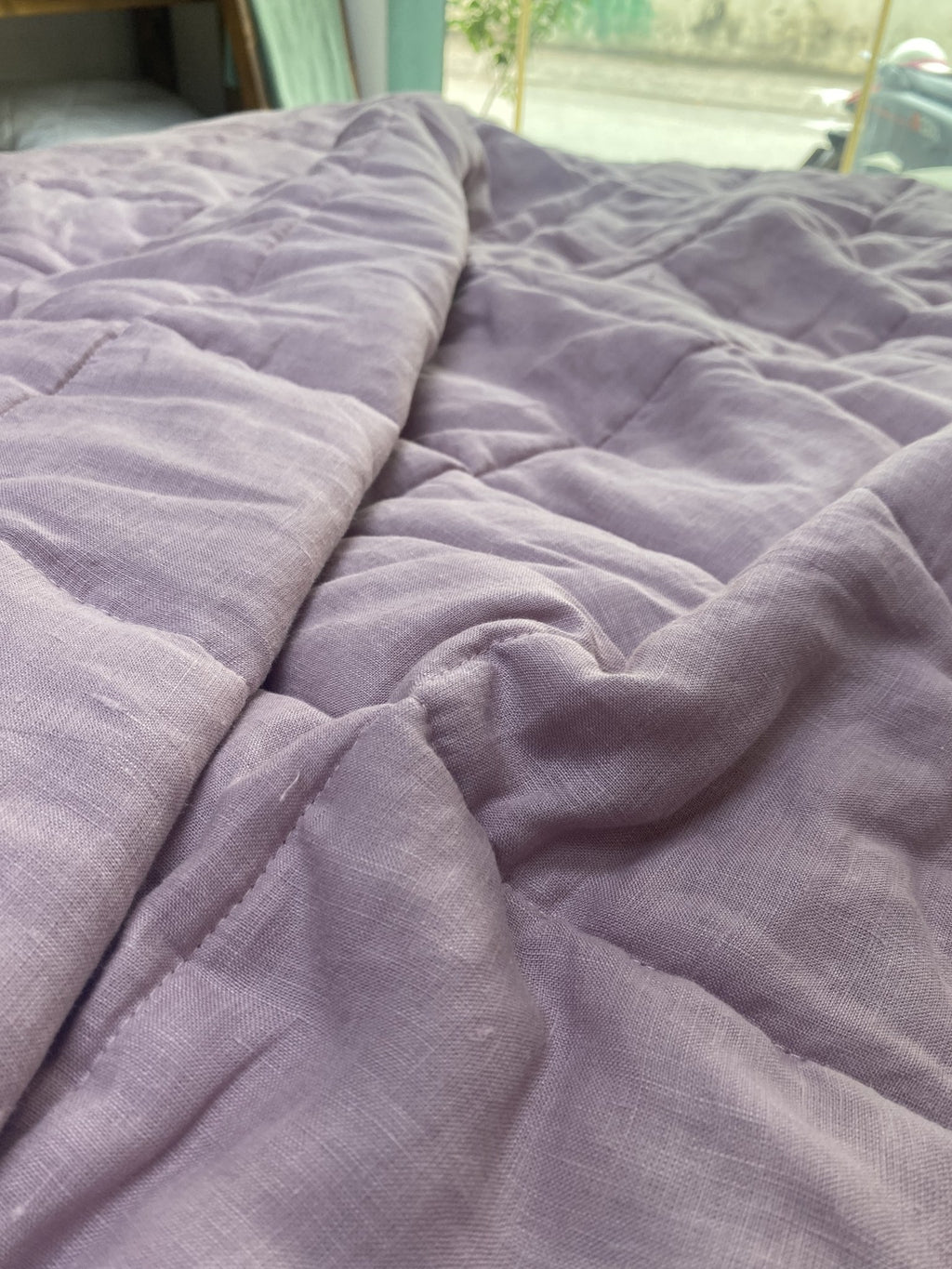 Hand-Quilted French Linen Blanket – Stonewashed Linen Coverlet
