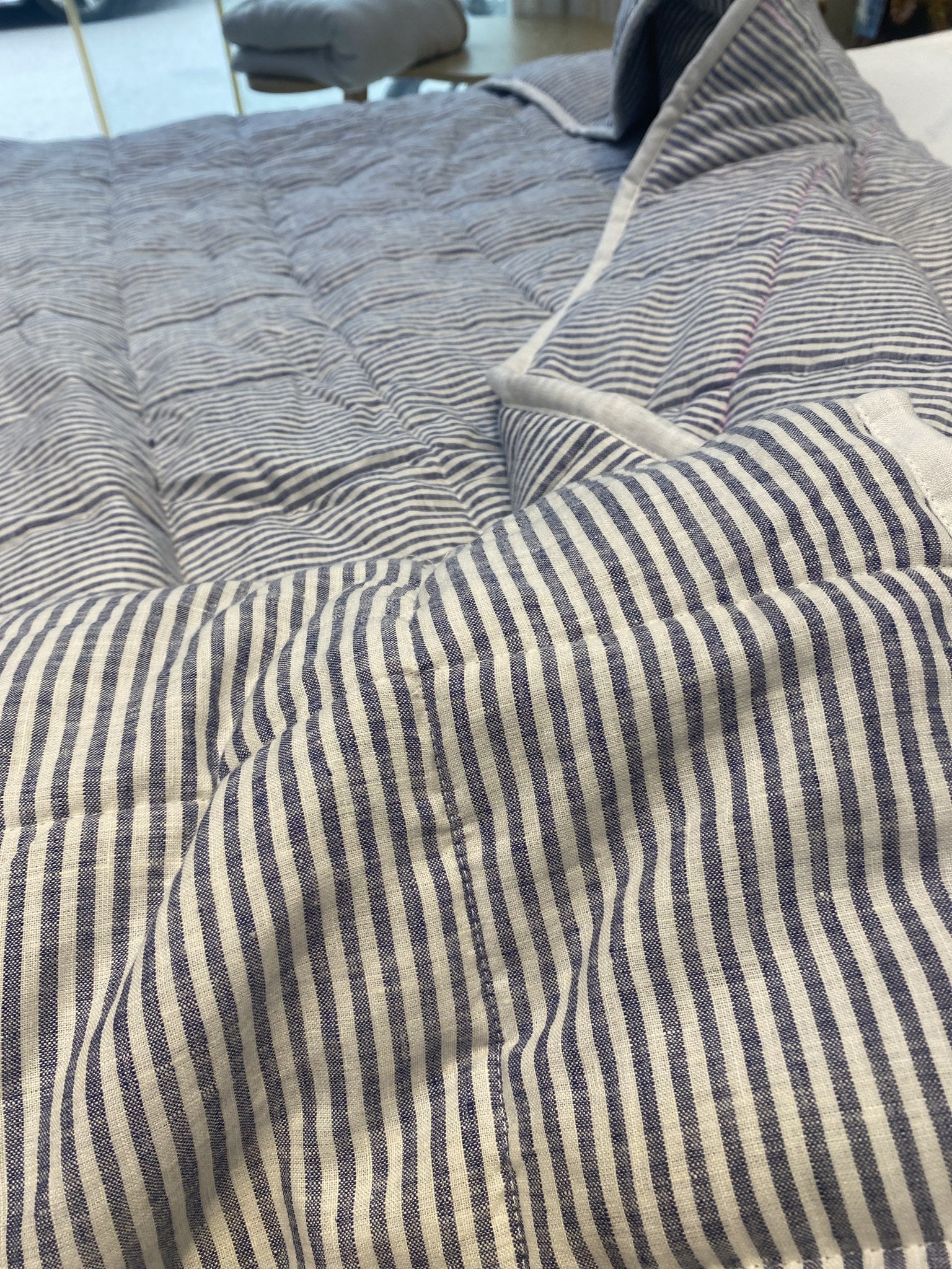 Hand-Quilted French Linen Blanket – Stonewashed Linen Coverlet