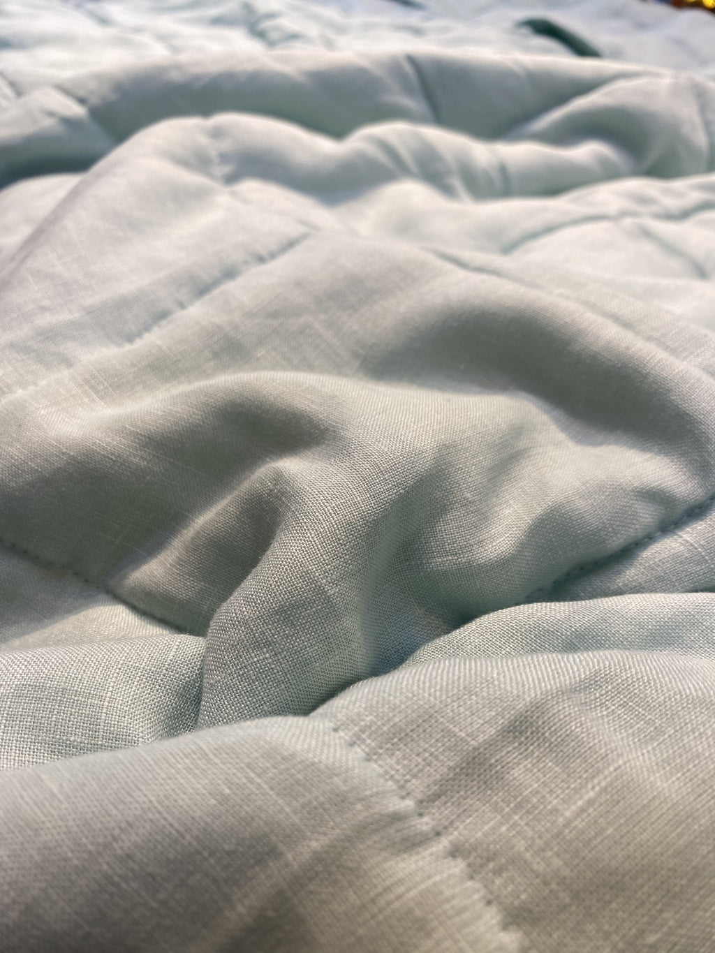 Hand-Quilted French Linen Blanket – Stonewashed Linen Coverlet