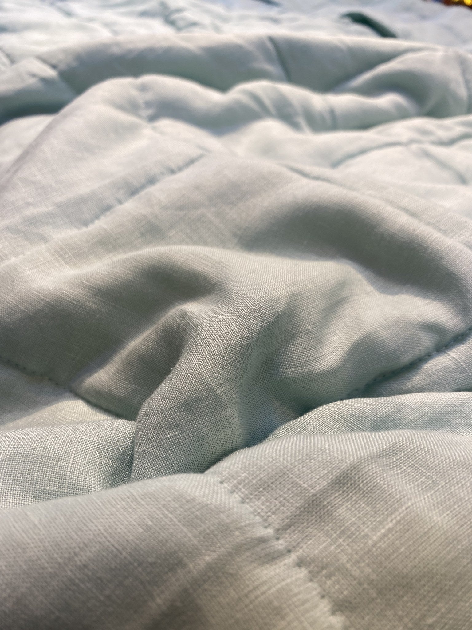 Hand-Quilted French Linen Blanket – Stonewashed Linen Coverlet