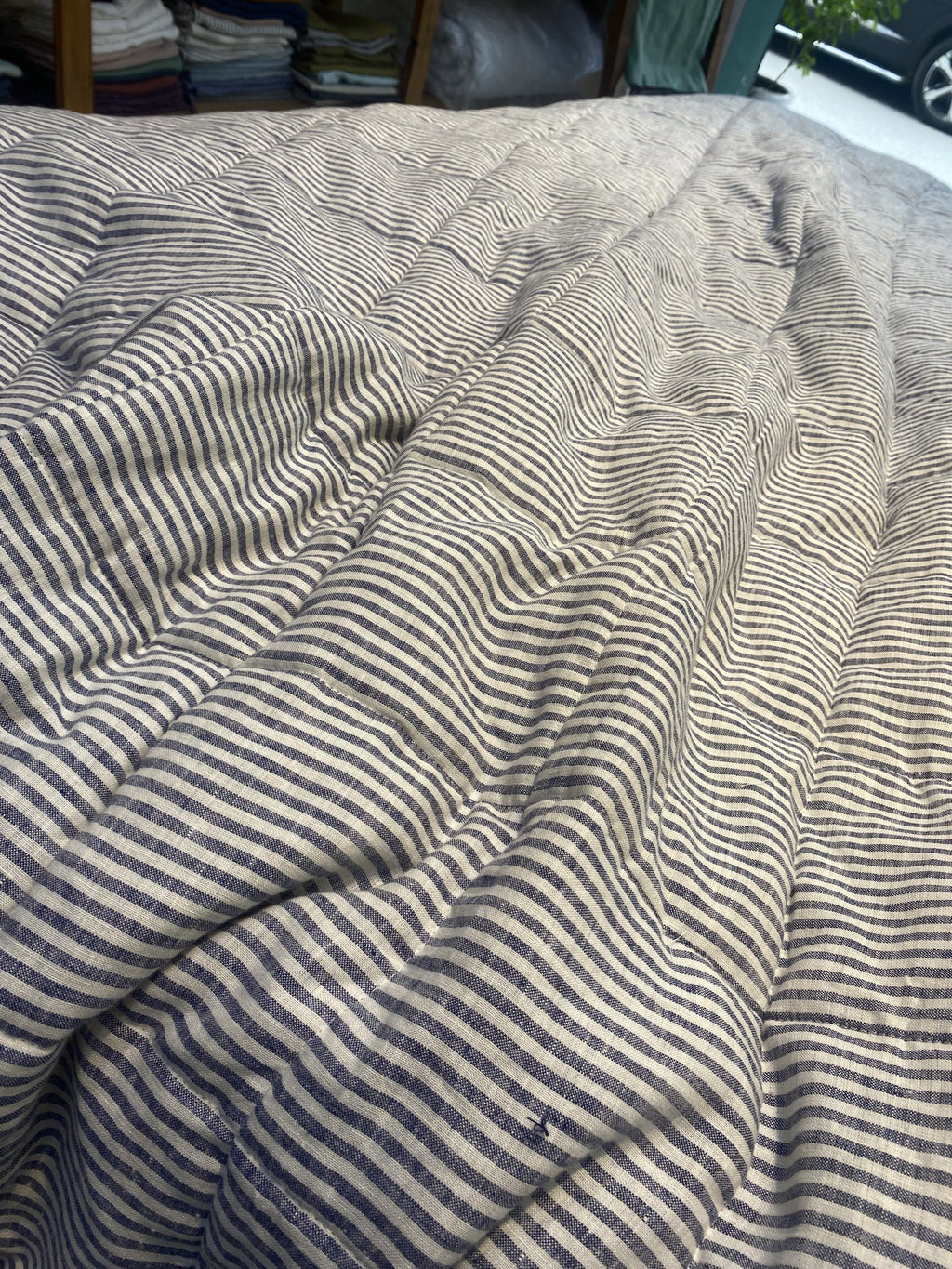 Hand-Quilted French Linen Blanket – Stonewashed Linen Coverlet