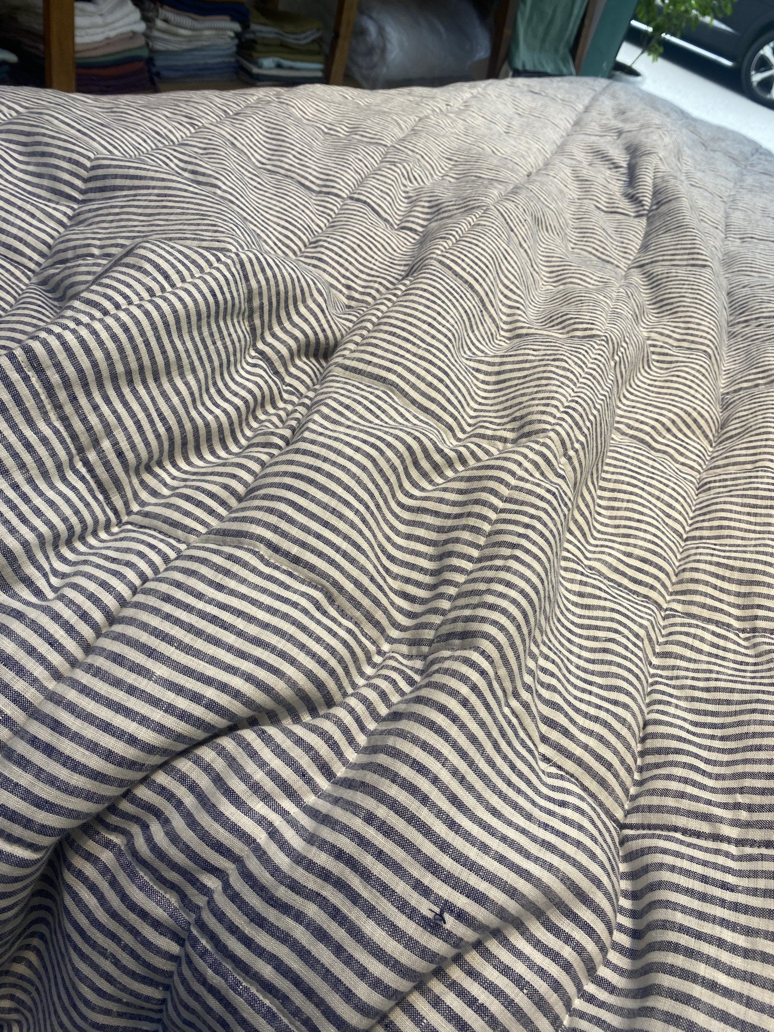 Hand-Quilted French Linen Blanket – Stonewashed Linen Coverlet