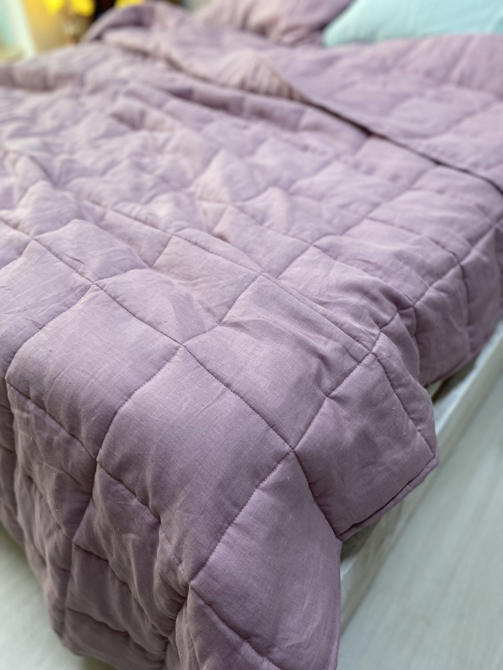Hand-Quilted French Linen Blanket – Stonewashed Linen Coverlet