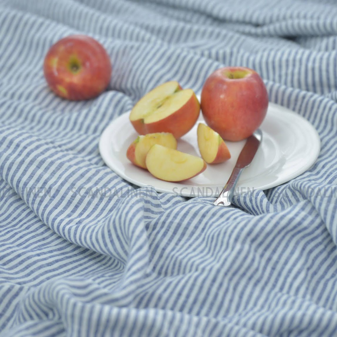 Navy Striped French Linen Duvet Cover | Yarn-Dyed | Handmade