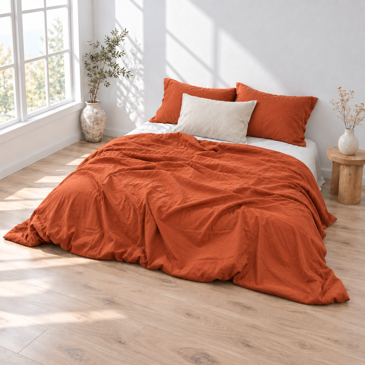 Squash Bamboo Linen Duvet Cover Set – 4-Piece | 45% Linen 55% Bamboo Rayon