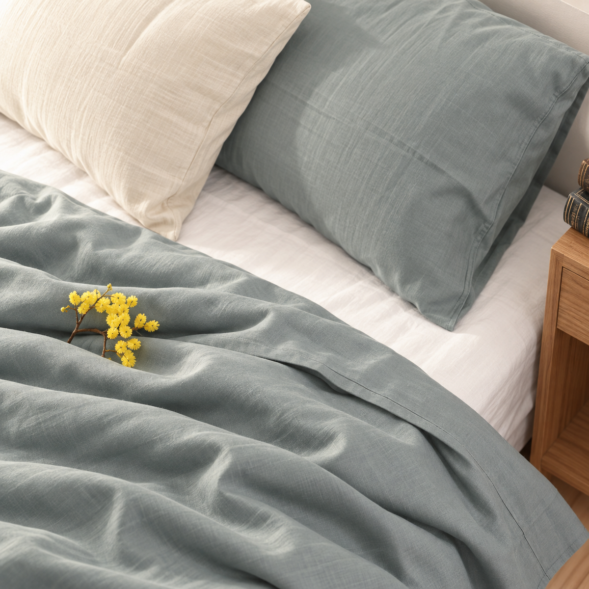 Aegean Bamboo Linen Duvet Cover Set – 4-Piece | 45% Linen 55% Bamboo Rayon