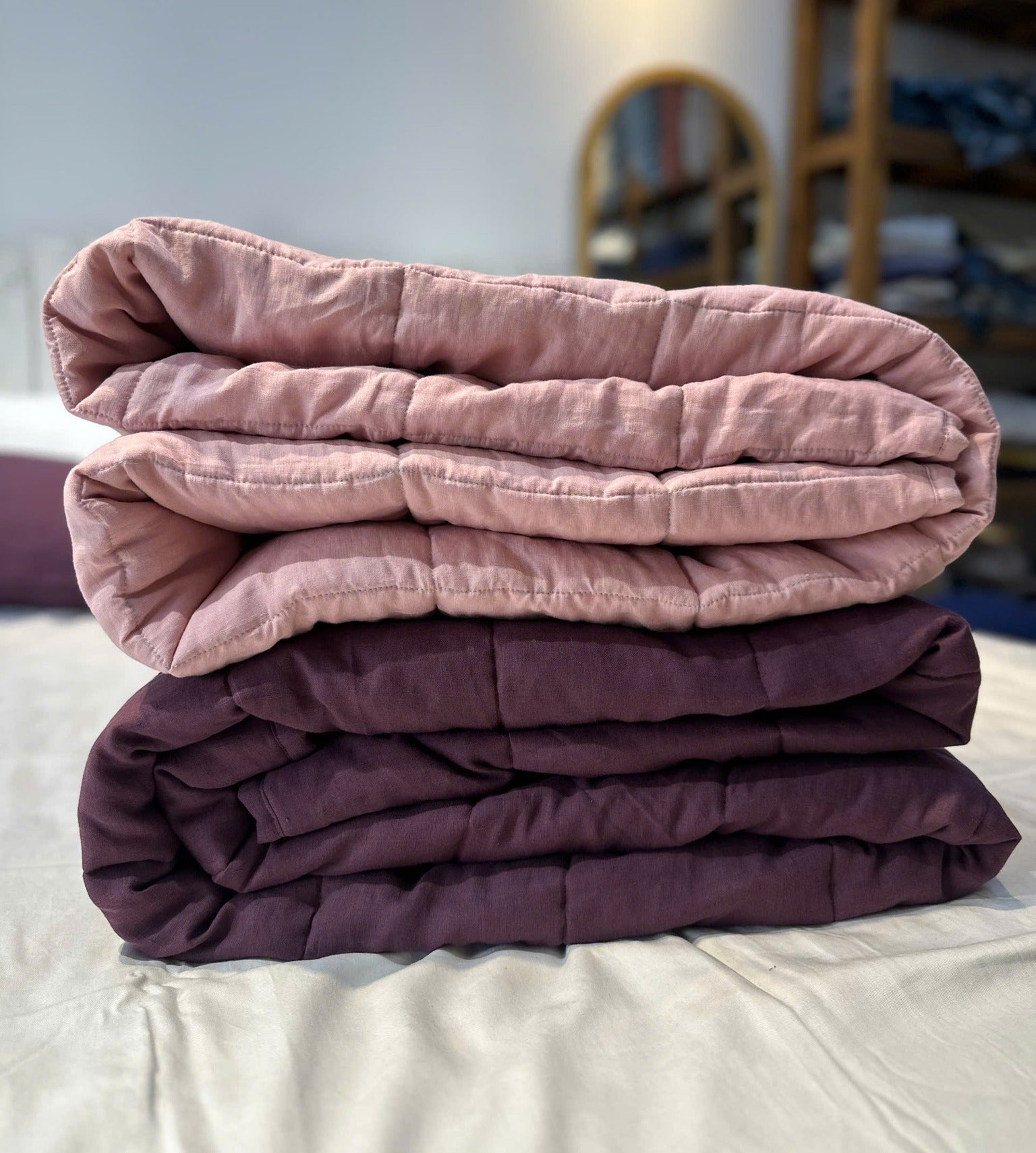 French Linen Quilted Blanket