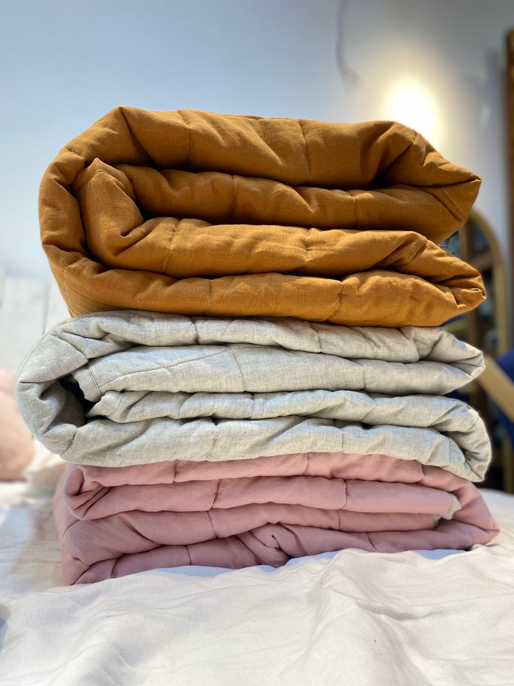 French Linen Quilted Blanket