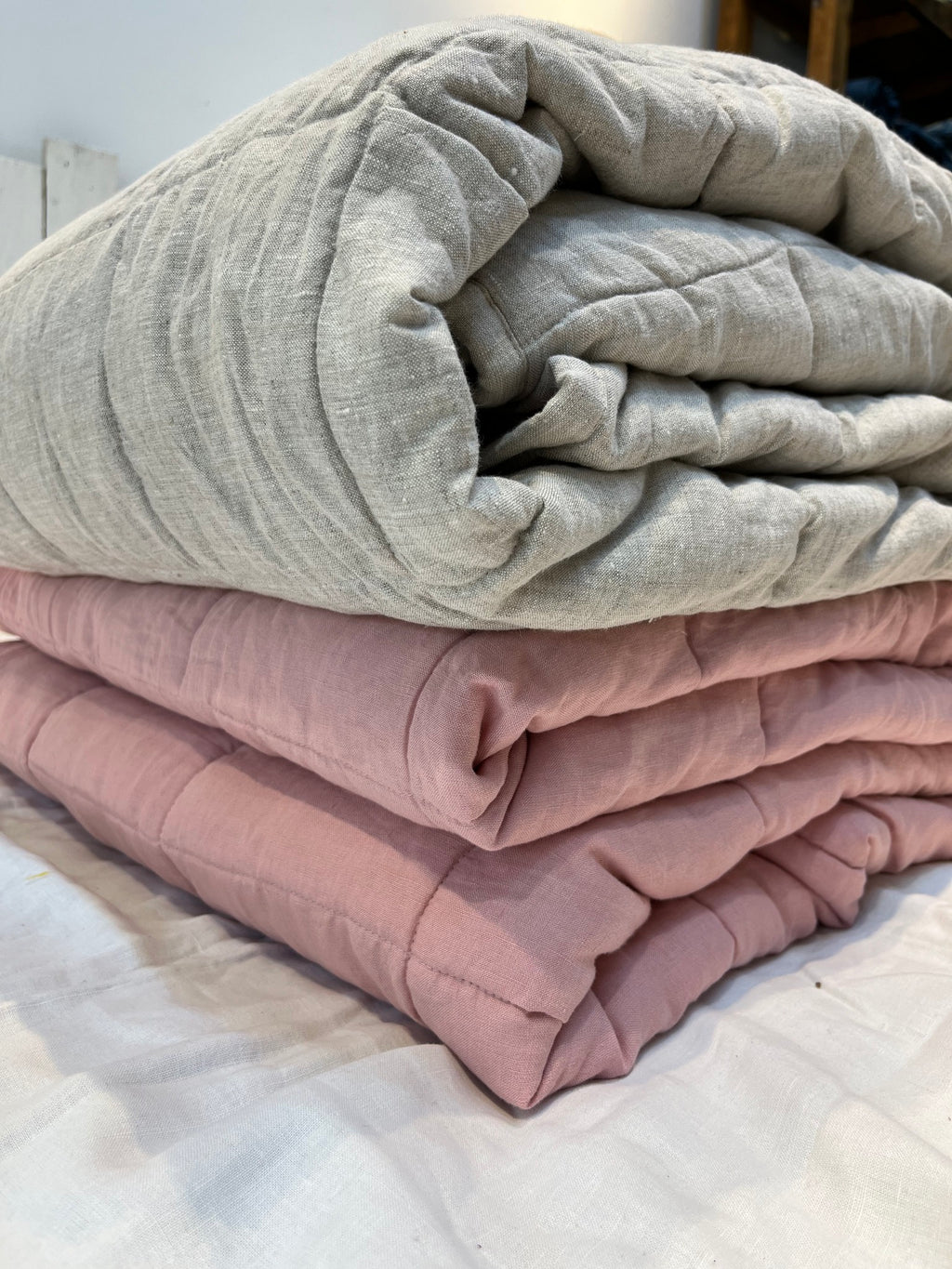 French Linen Quilted Blanket