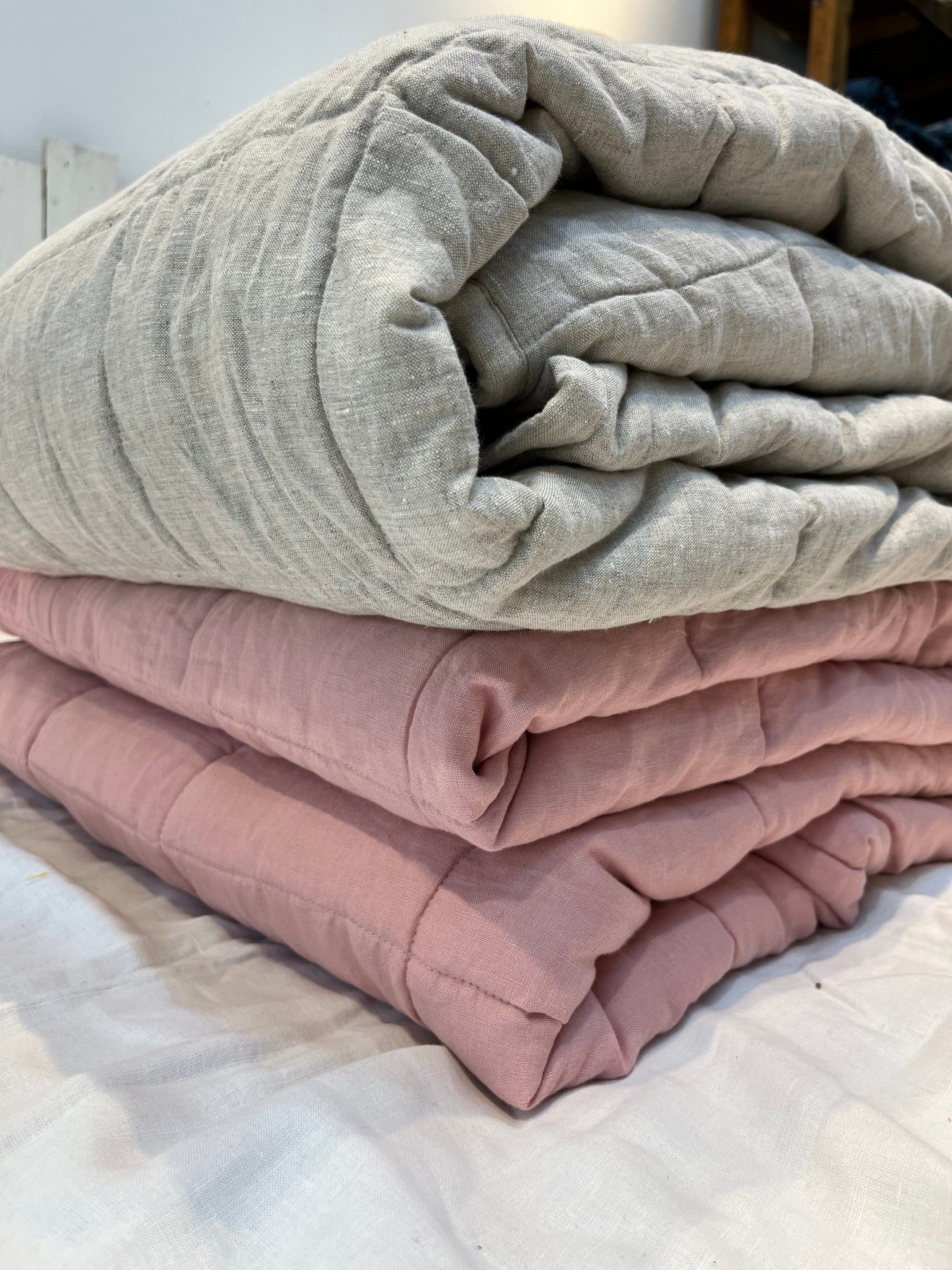 French Linen Quilted Blanket