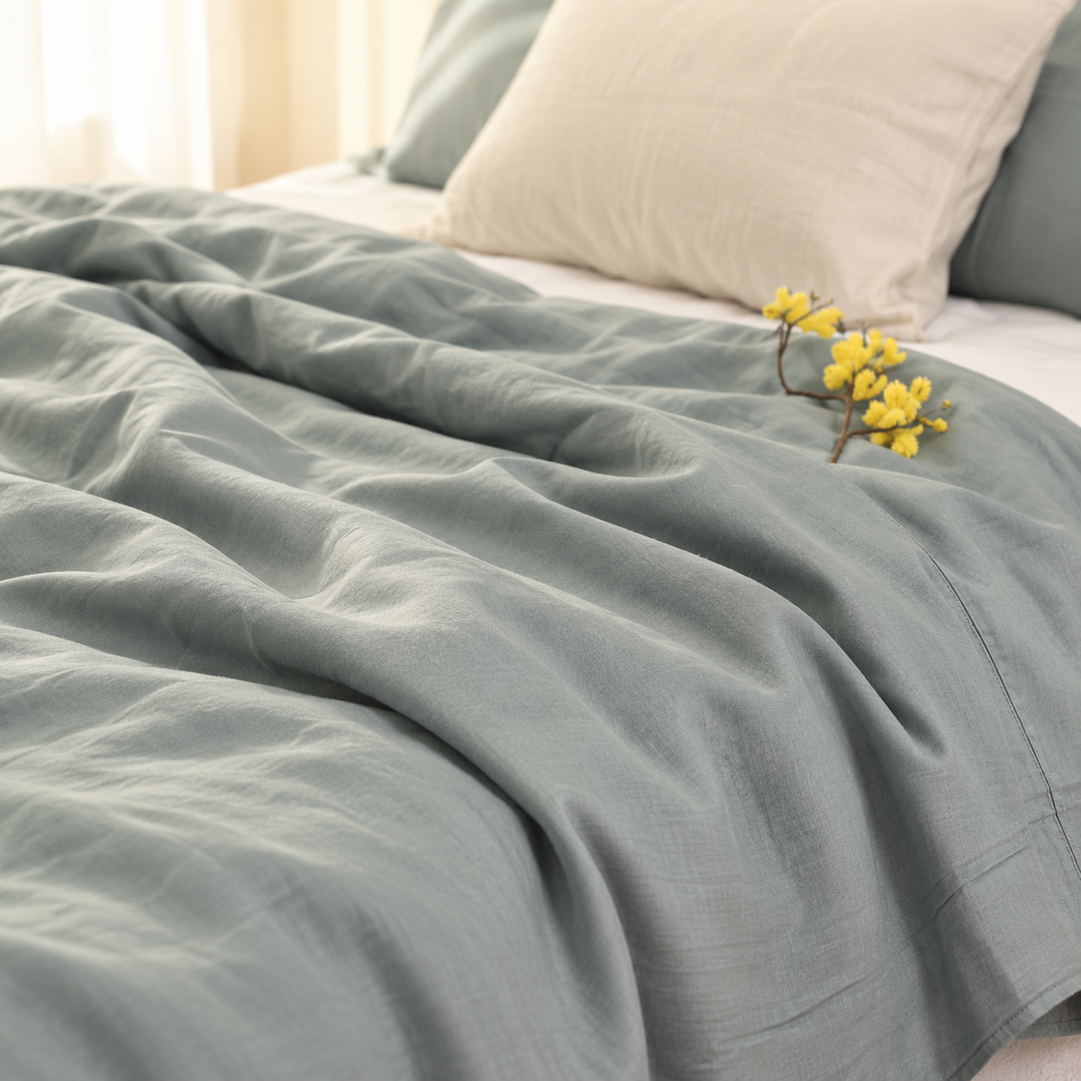 Aegean Bamboo Linen Duvet Cover Set – 4-Piece | 45% Linen 55% Bamboo Rayon