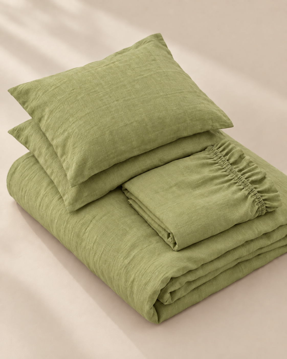 Chartreuse Green Bamboo Linen Duvet Cover Set – 4-Piece | 45% Linen 55% Bamboo Rayon