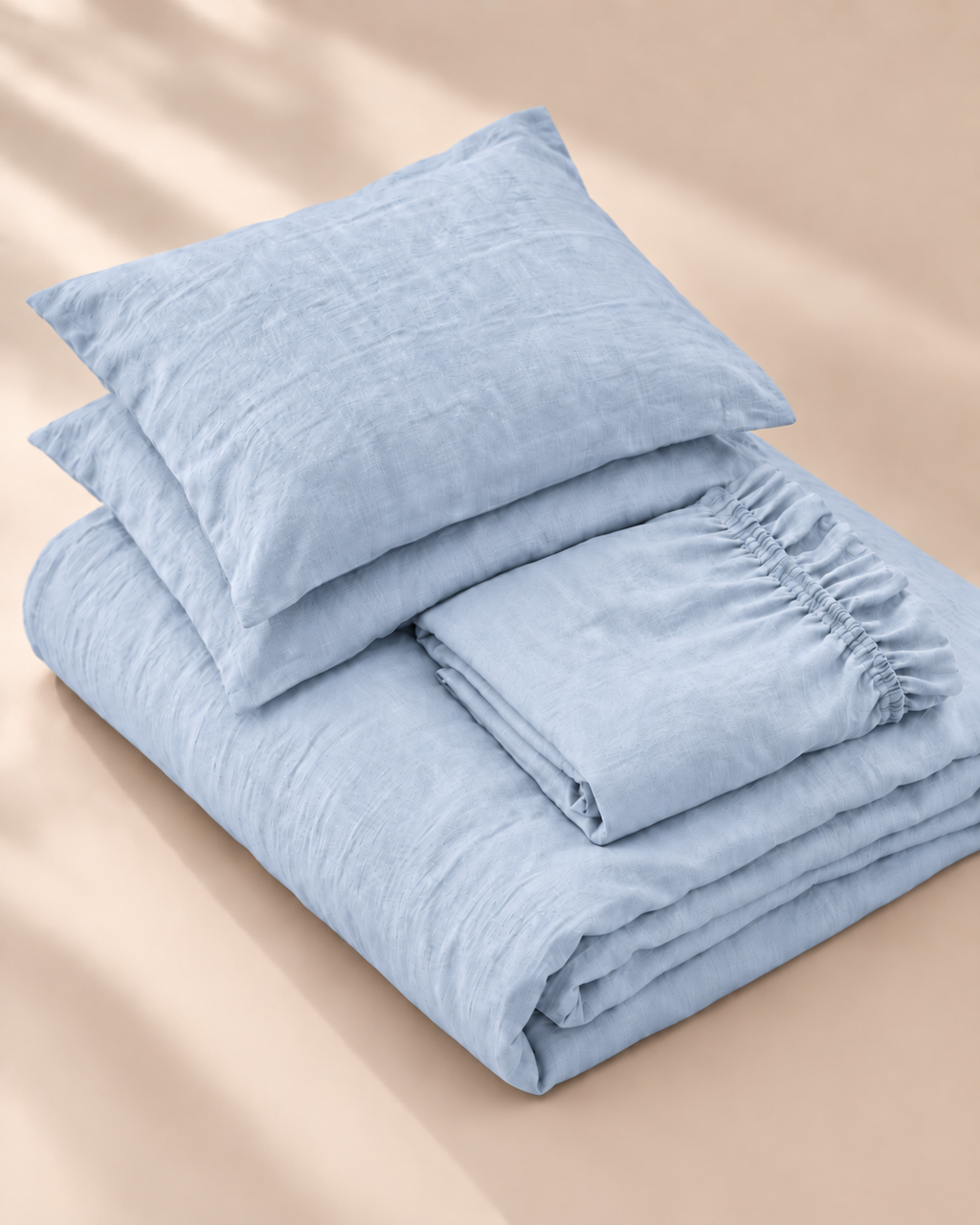 Baby Blue Bamboo Linen Duvet Cover Set – 4-Piece | 45% Linen 55% Bamboo Rayon