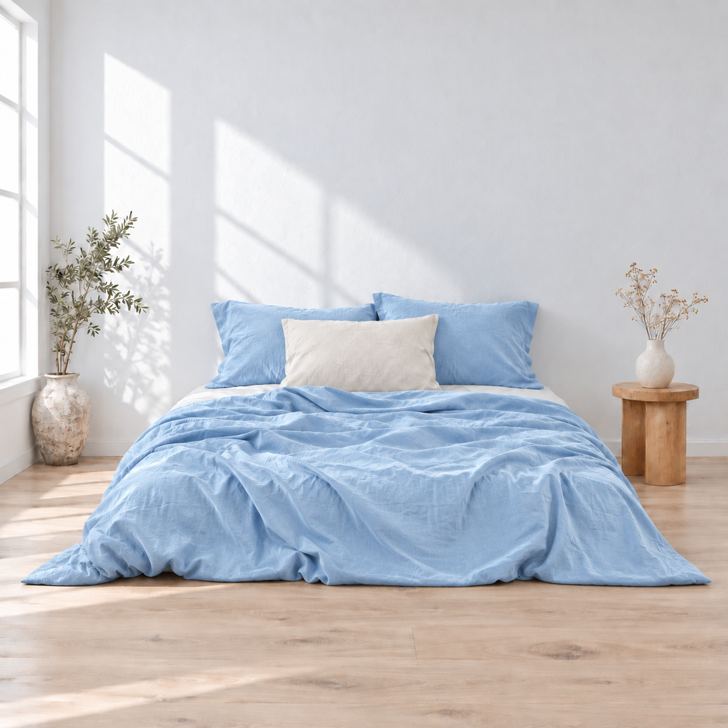 Pale Bamboo Linen Duvet Cover Set – 4-Piece | 45% Linen 55% Bamboo Rayon
