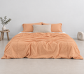 Cantaloupe Orange Bamboo Linen Duvet Cover Set – 4-Piece Bed Linen | 45% Linen 55% Bamboo Rayon | 165 GSM