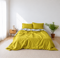 Lemon Bamboo Linen Duvet Cover Set – 4-Piece | 45% Linen 55% Bamboo Rayon