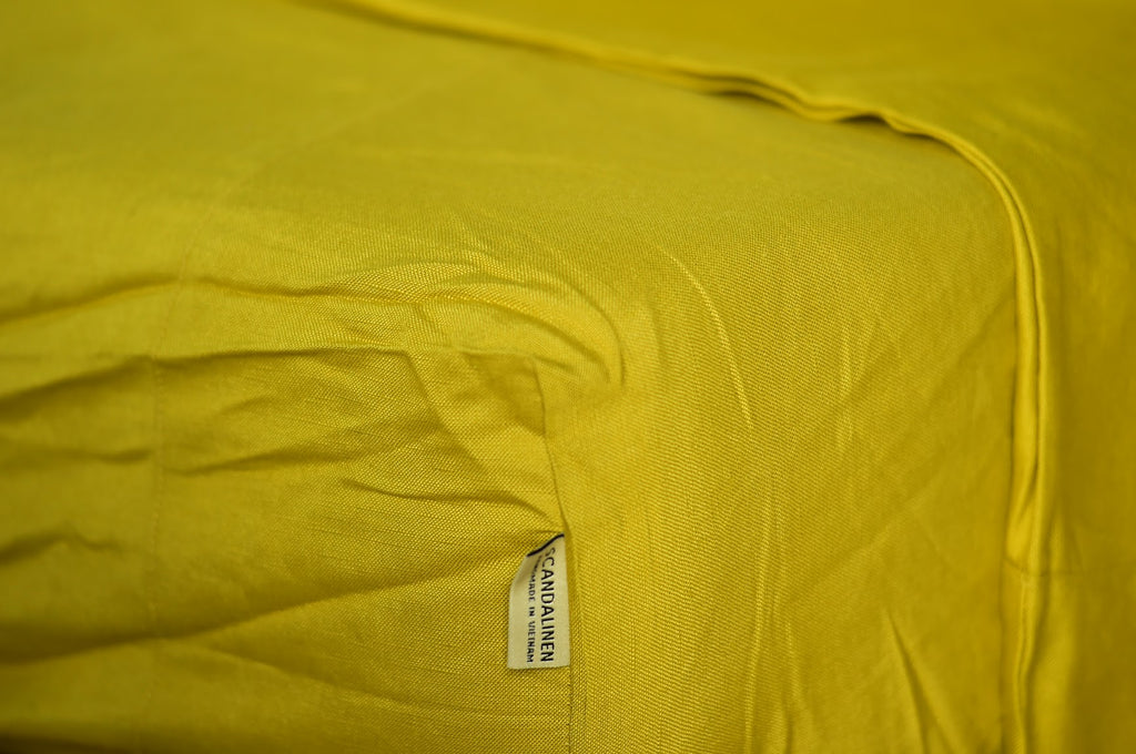 Lemon Bamboo Linen Duvet Cover Set – 4-Piece | 45% Linen 55% Bamboo Rayon