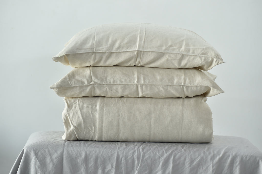 Smoke Bamboo Linen Duvet Cover Set – 4-Piece Bed Linen | 45% Linen 55% Bamboo Rayon | 165 GSM