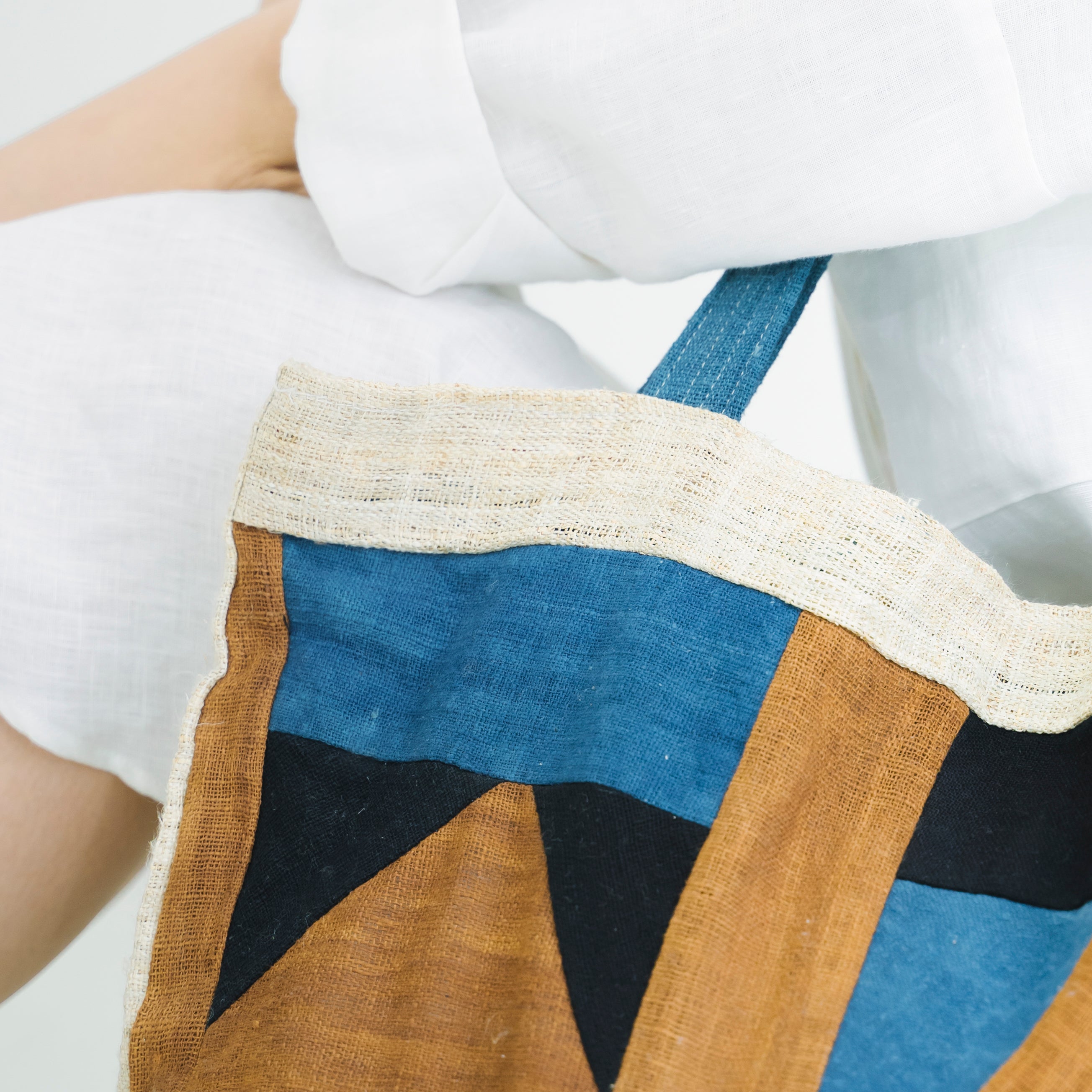Landscape Patchwork Tote Bag - Handmade Ethnic Brocade Shoulder Bag - Large Horizontal Tribal Art Purse