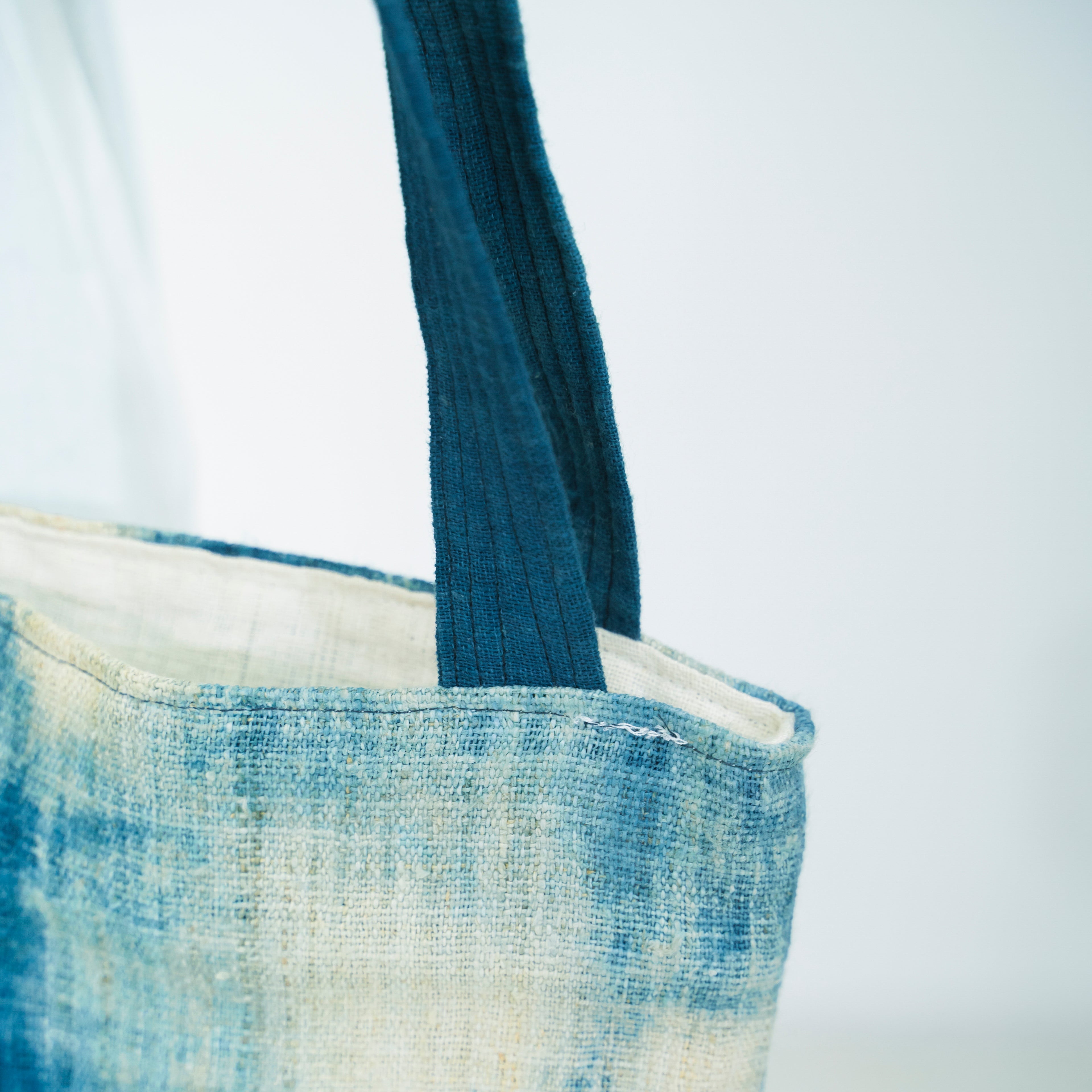 Indigo Bloom Hmong Tote Bag - Hand-Dyed Batik Brocade - Artisan Hill Tribe Shoulder Bag
