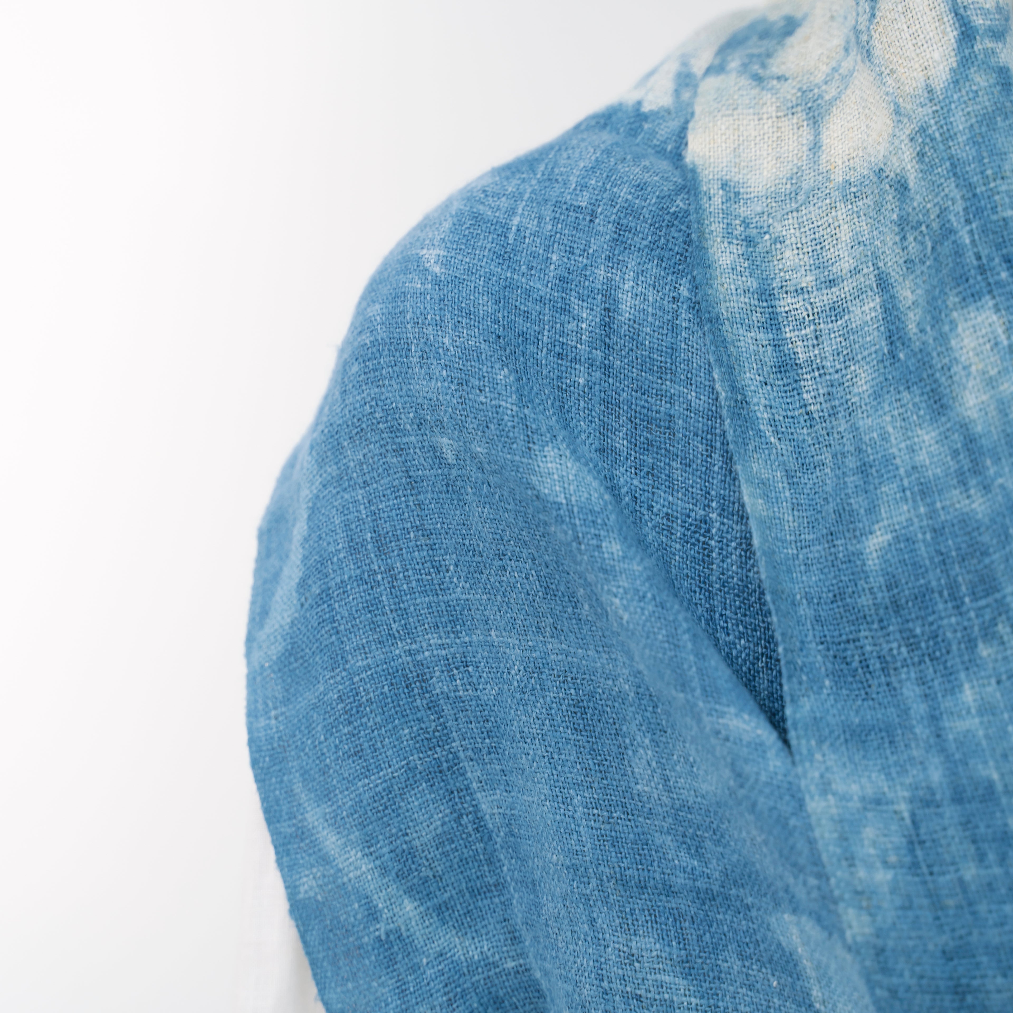 Hmong Free-Form Splash Indigo Scarf - Hand-Dyed Natural Fiber Brocade Shawl - One-of-a-Kind Hill Tribe Artisan Wrap